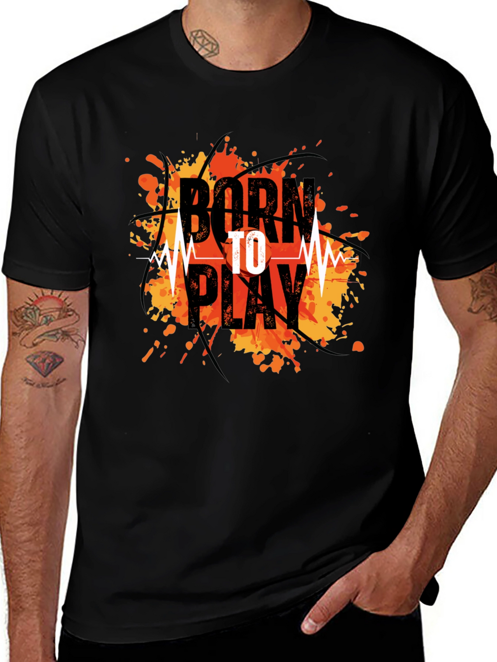 Born To Play Graphic Tee - Black Cotton