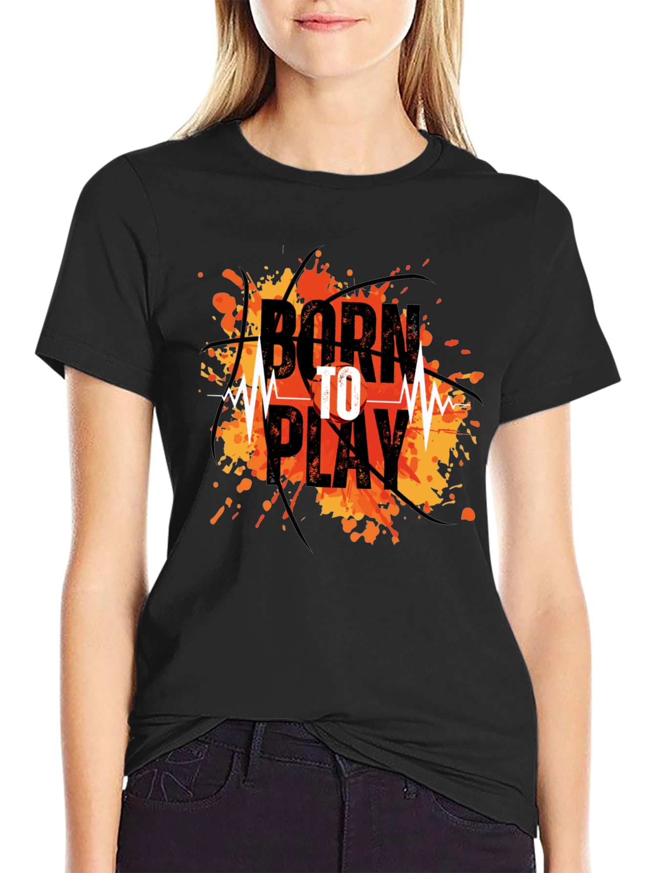 Born To Play Graphic Tee - Black Cotton