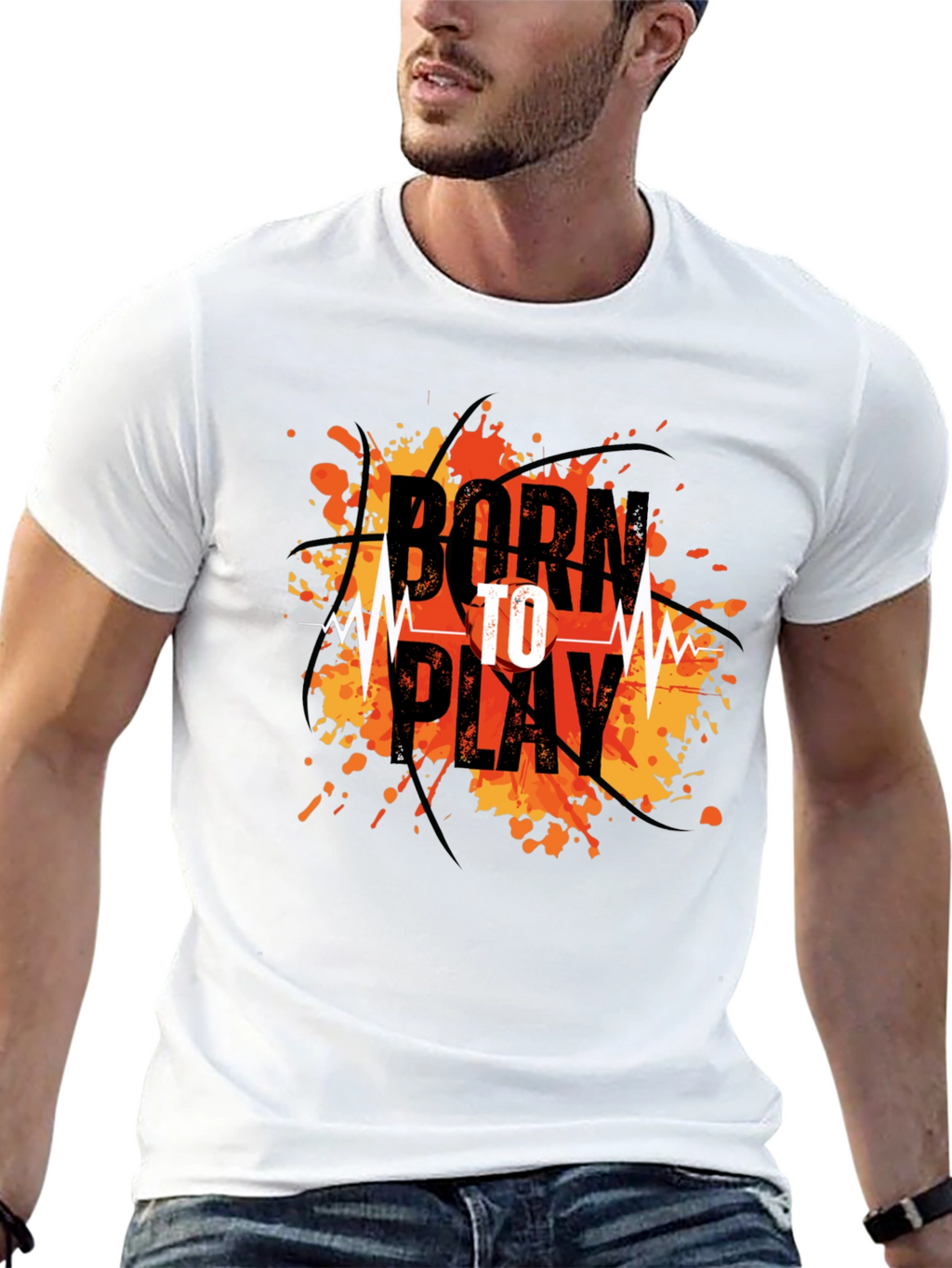 Born To Play Graphic Tee - Black Cotton