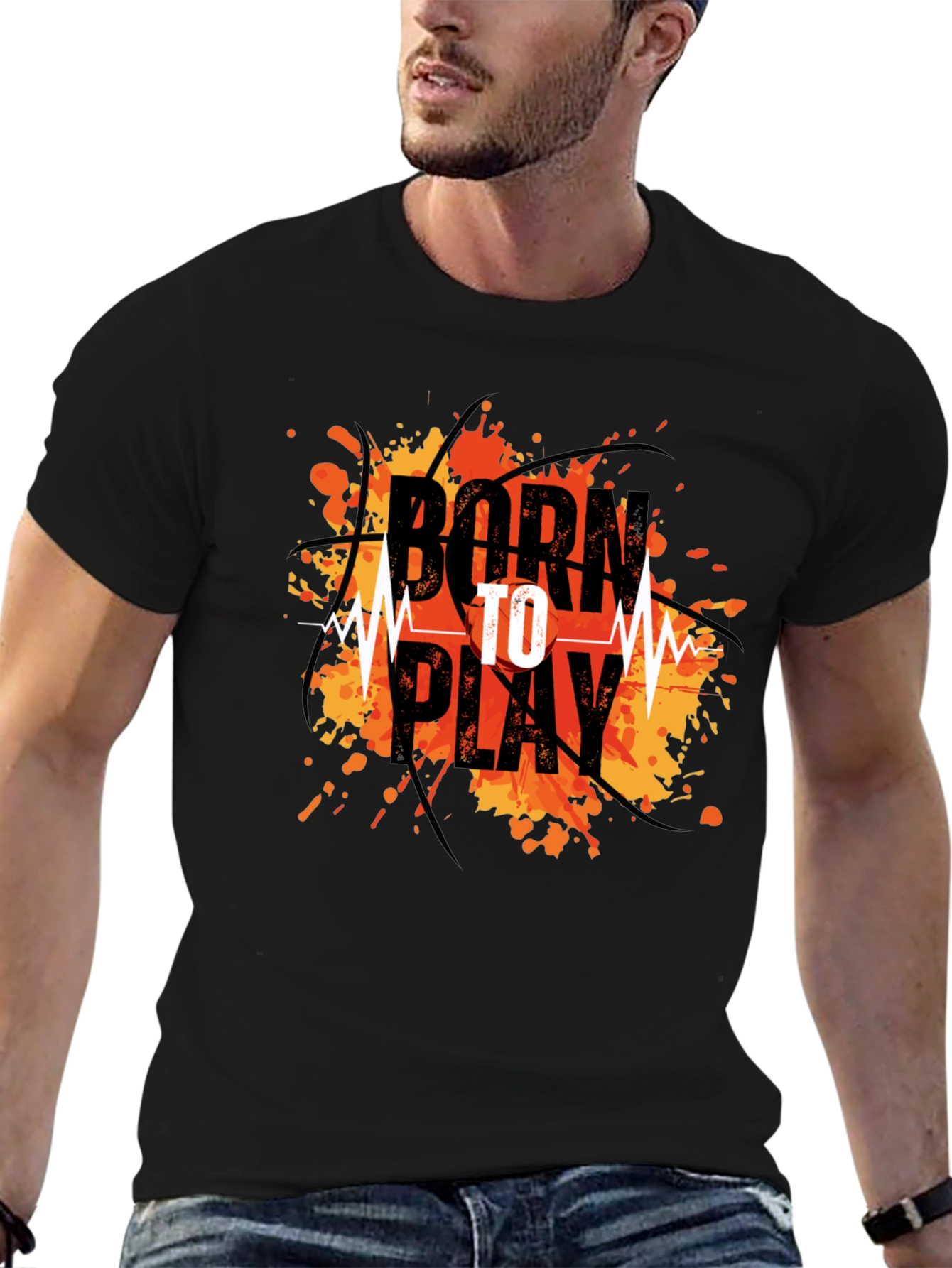 Born To Play Graphic Tee - Black Cotton