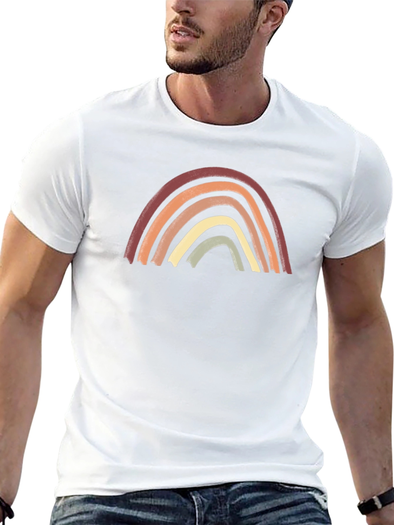 Boho Rainbow Graphic Tee - Unisex Cotton Shirt