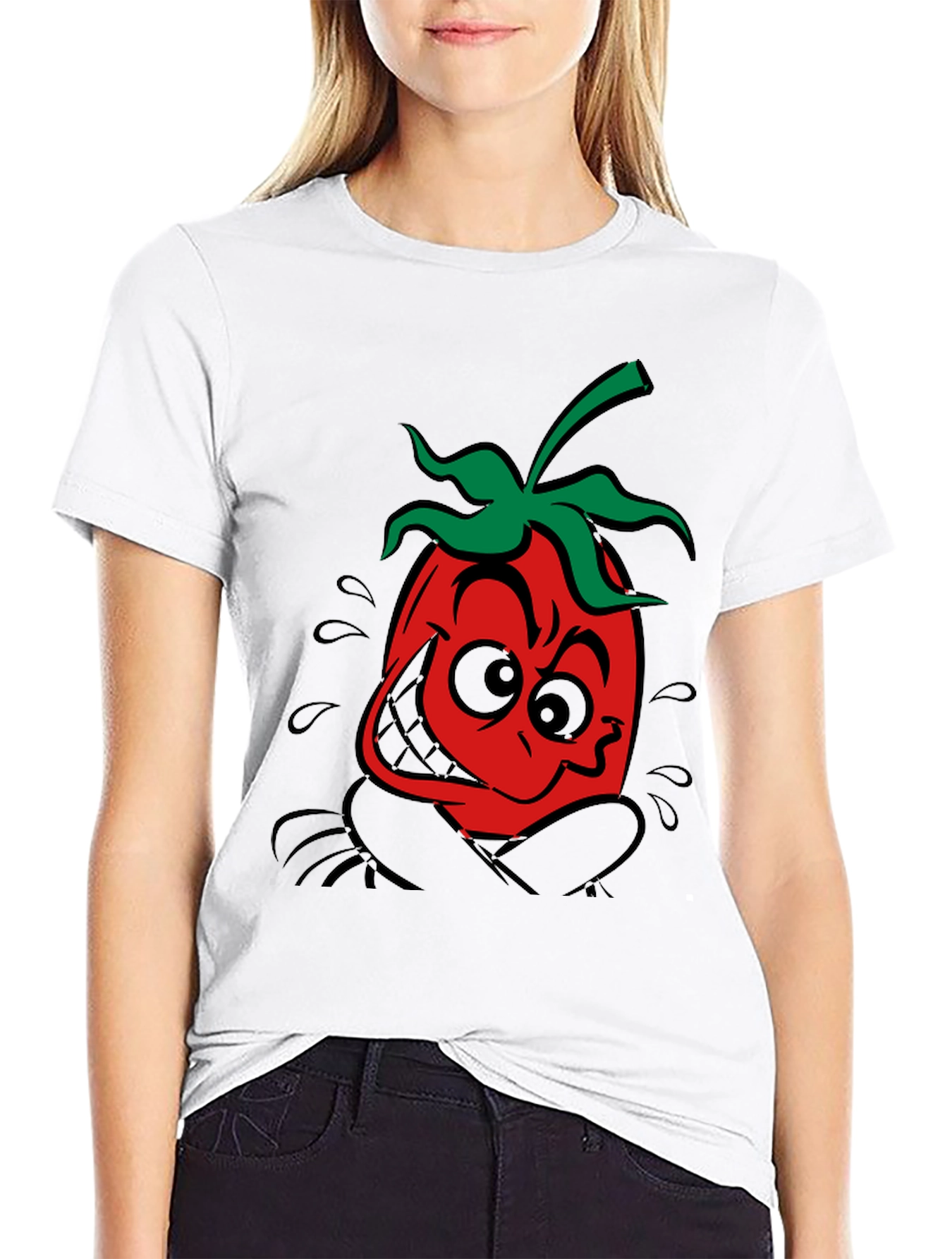 Funky Tomato Graphic Tee - Black Cotton T-Shirt