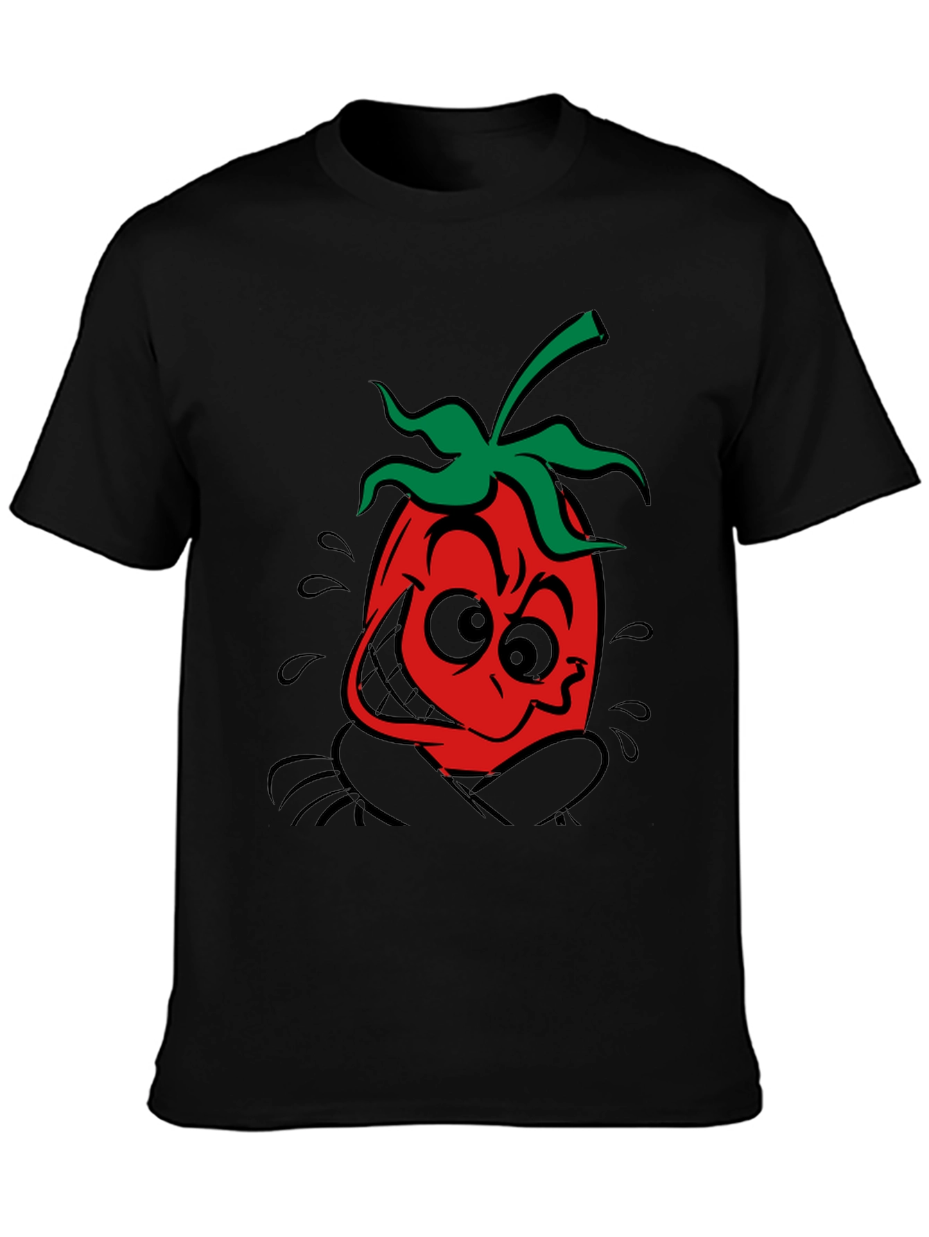 Funky Tomato Graphic Tee - Black Cotton T-Shirt
