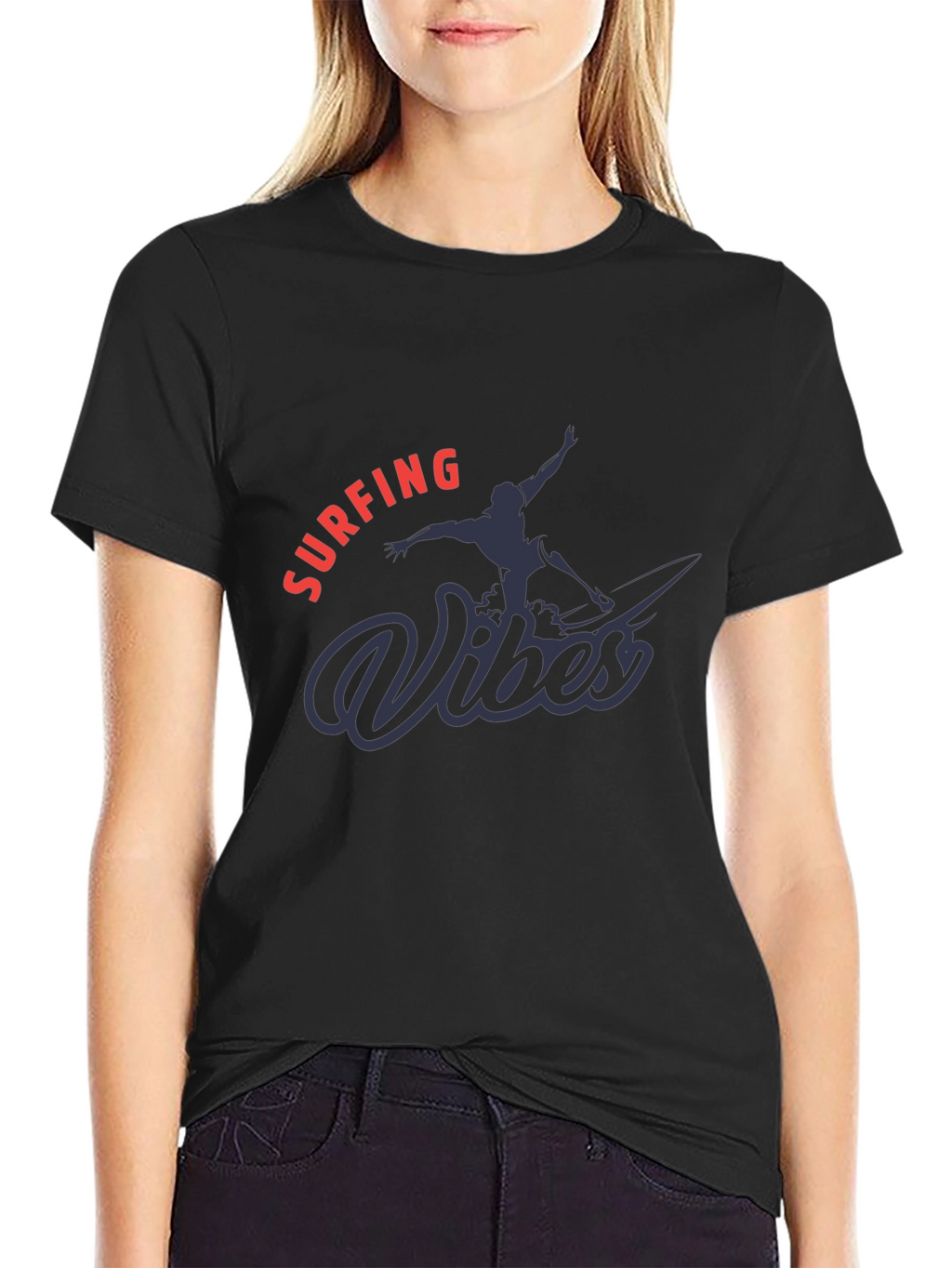 Surfing Vibes Graphic Tee - Black
