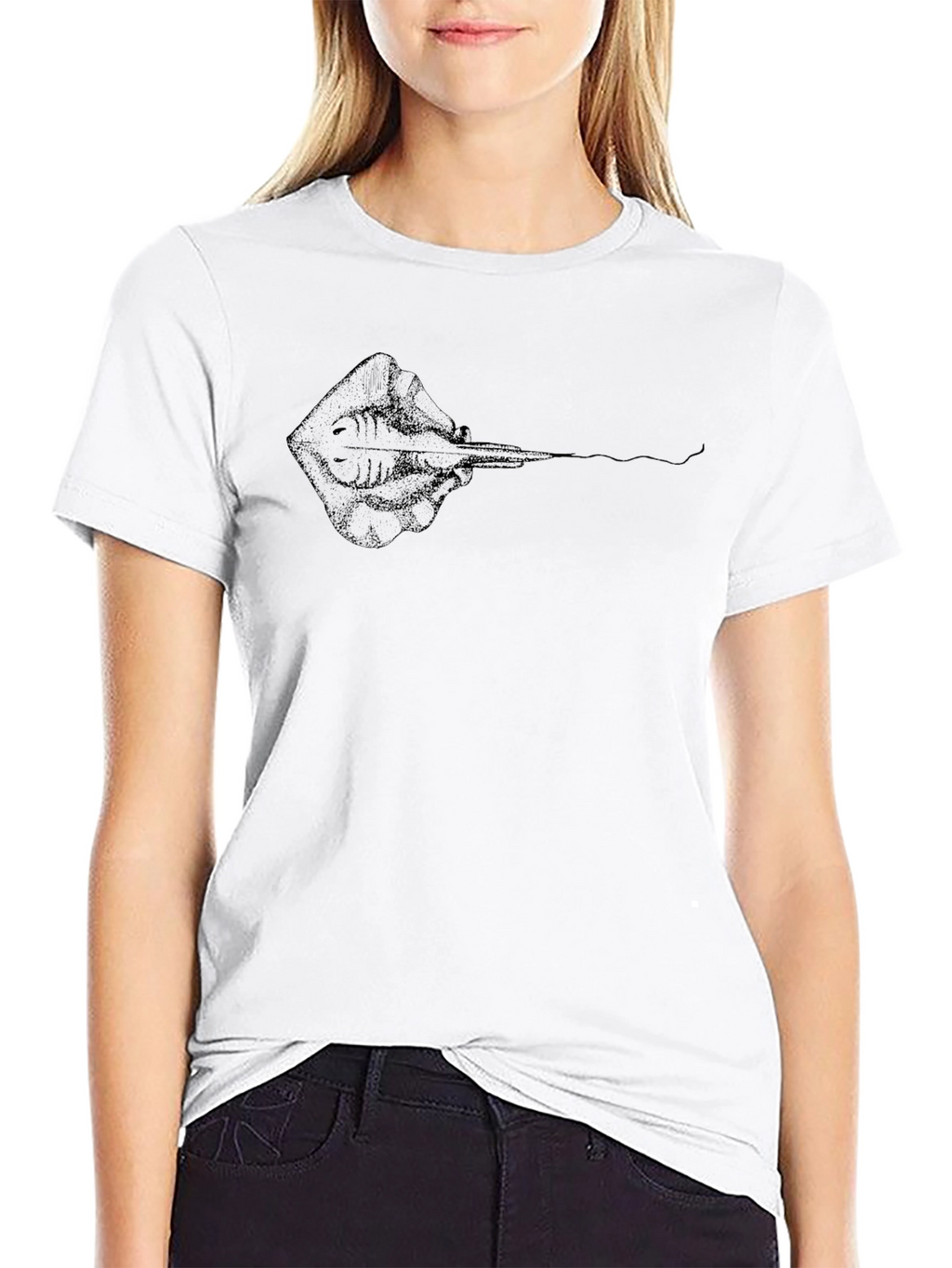 Mens Black Stingray Graphic Tee