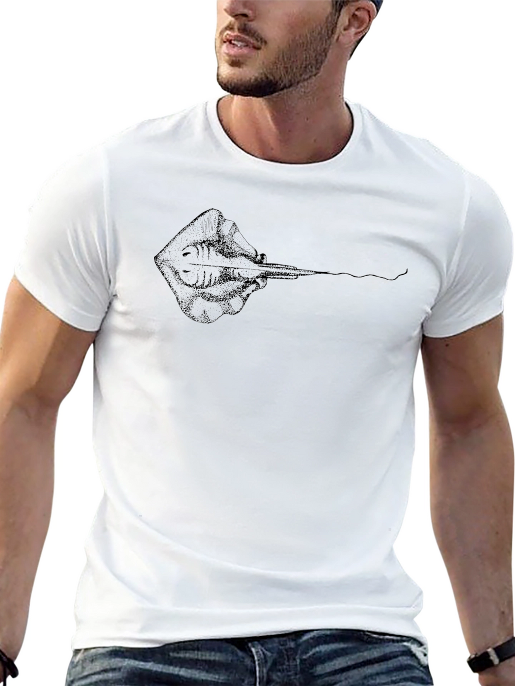 Mens Black Stingray Graphic Tee