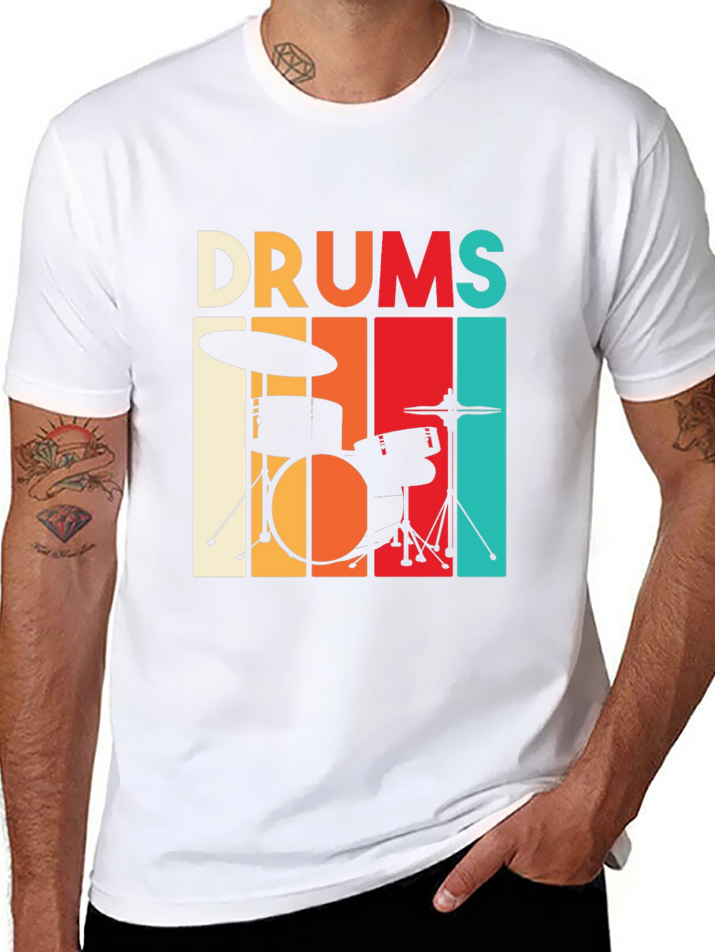 Retro Drums Graphic T-Shirt - Music Lover Tee