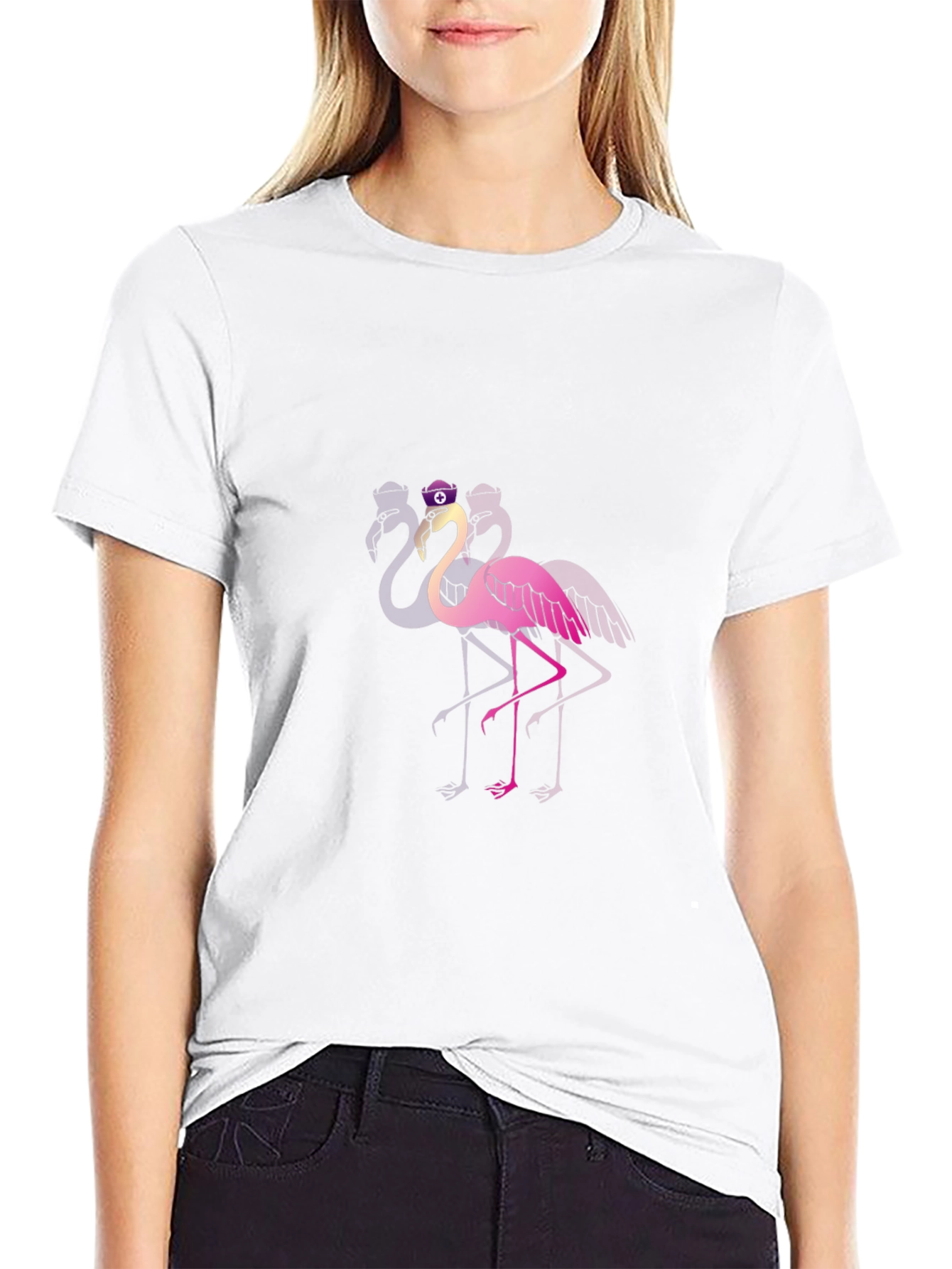 Funky Flamingo T-Shirt - Black Cotton Blend