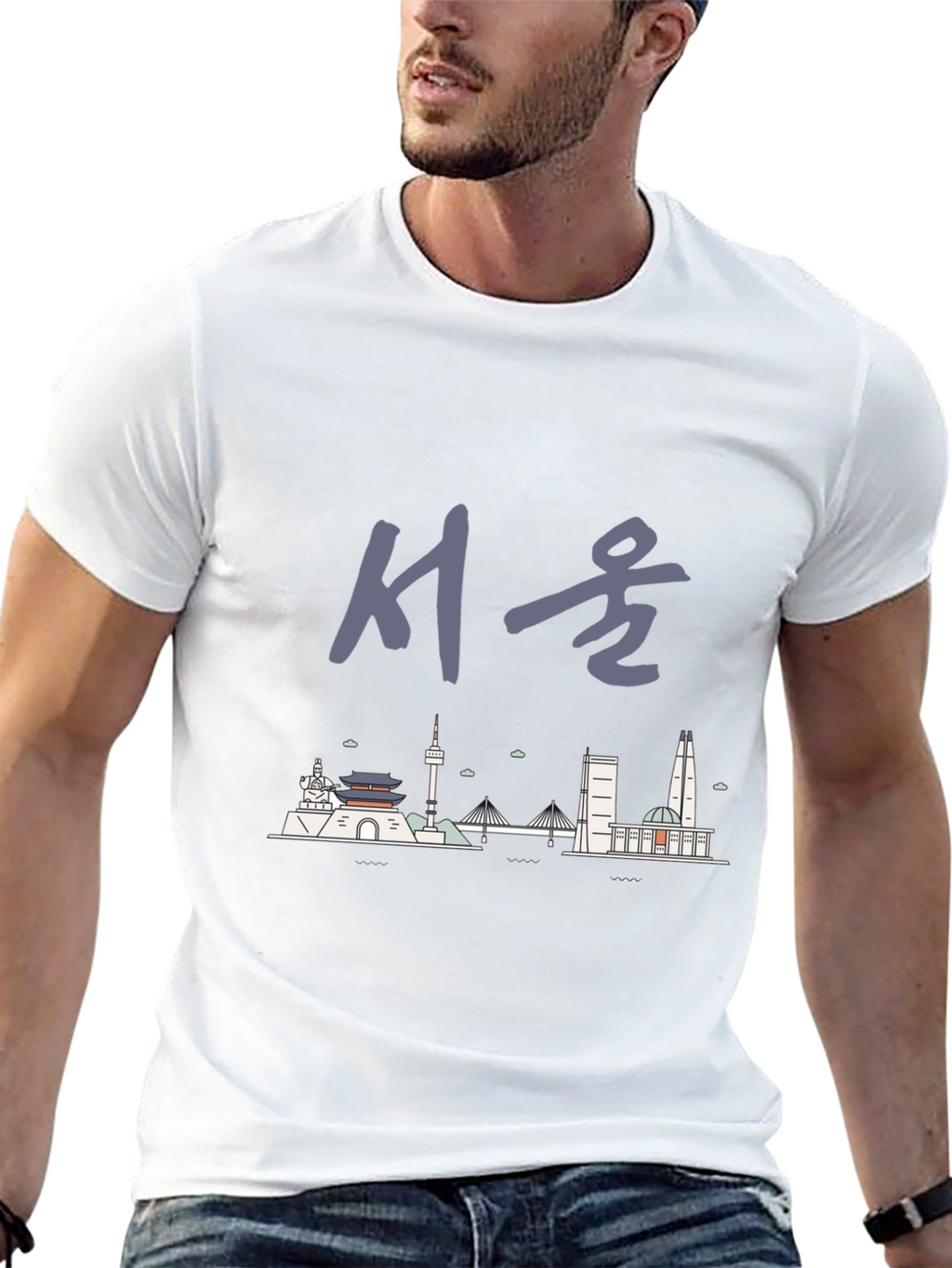 Seoul Skyline Graphic Tee - Unisex Black T-Shirt