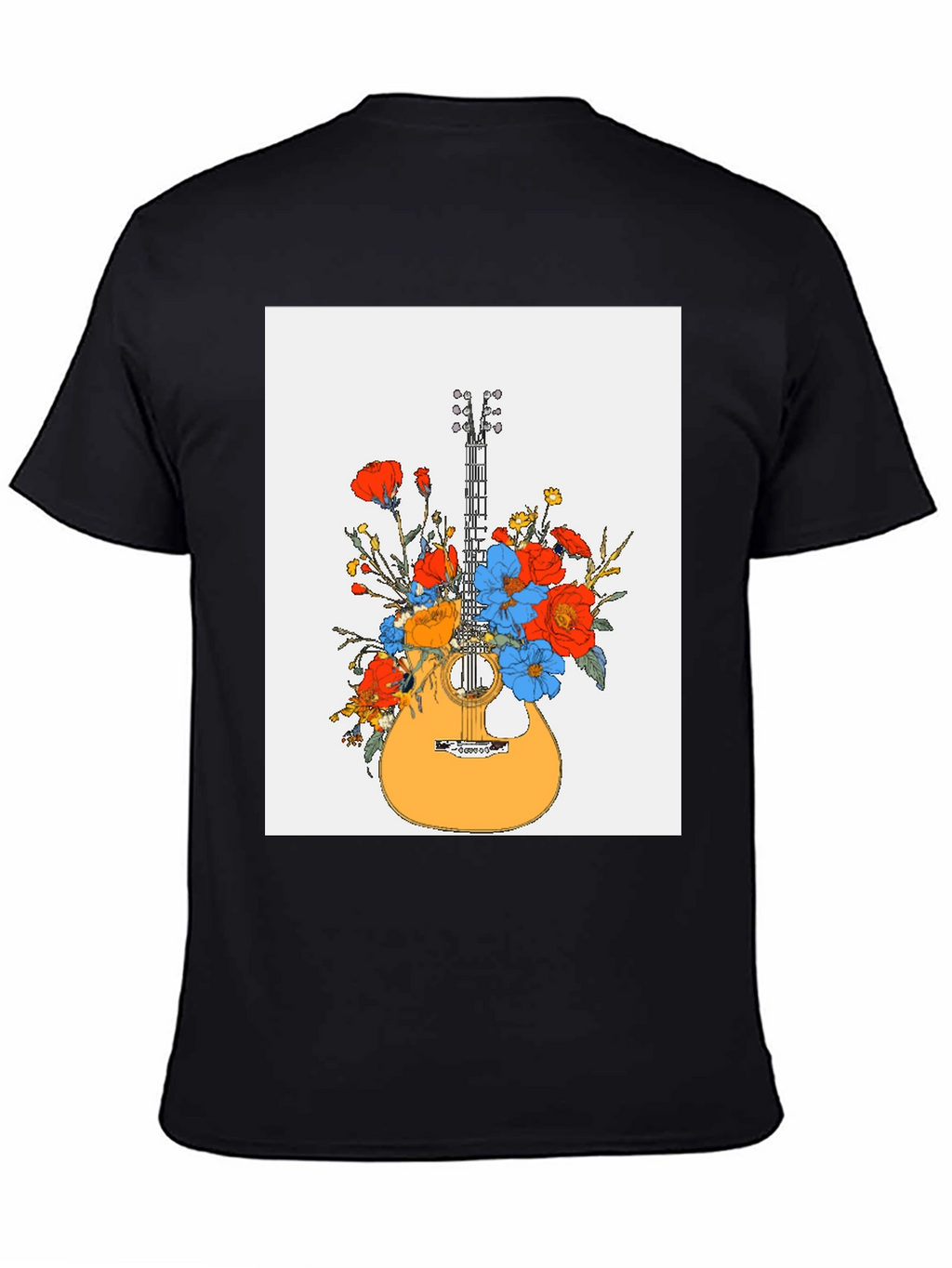 Floral Guitar Graphic Tee - Black