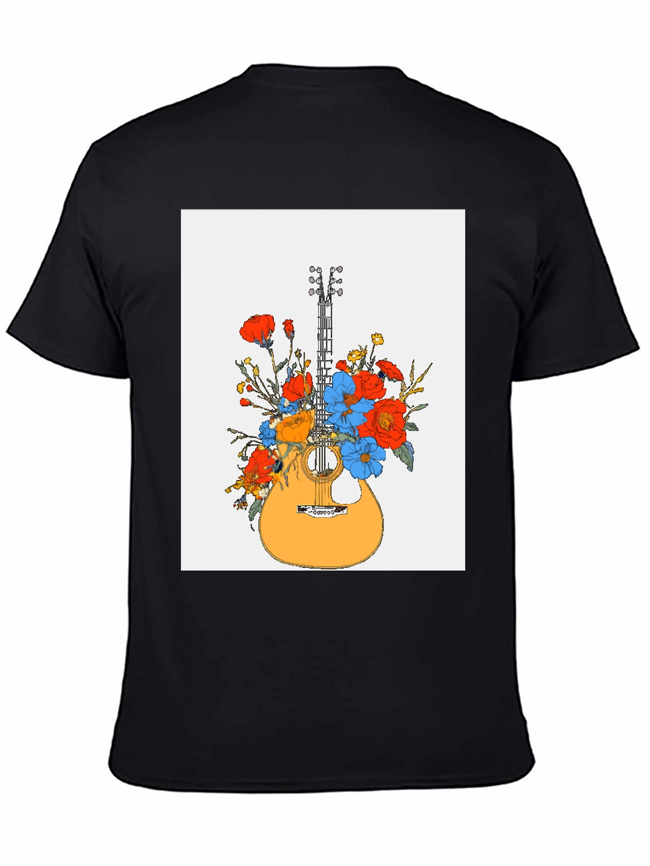 Floral Guitar Graphic Tee - Black