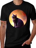 Black Cat in Space T-Shirt - Mens Graphic Tee