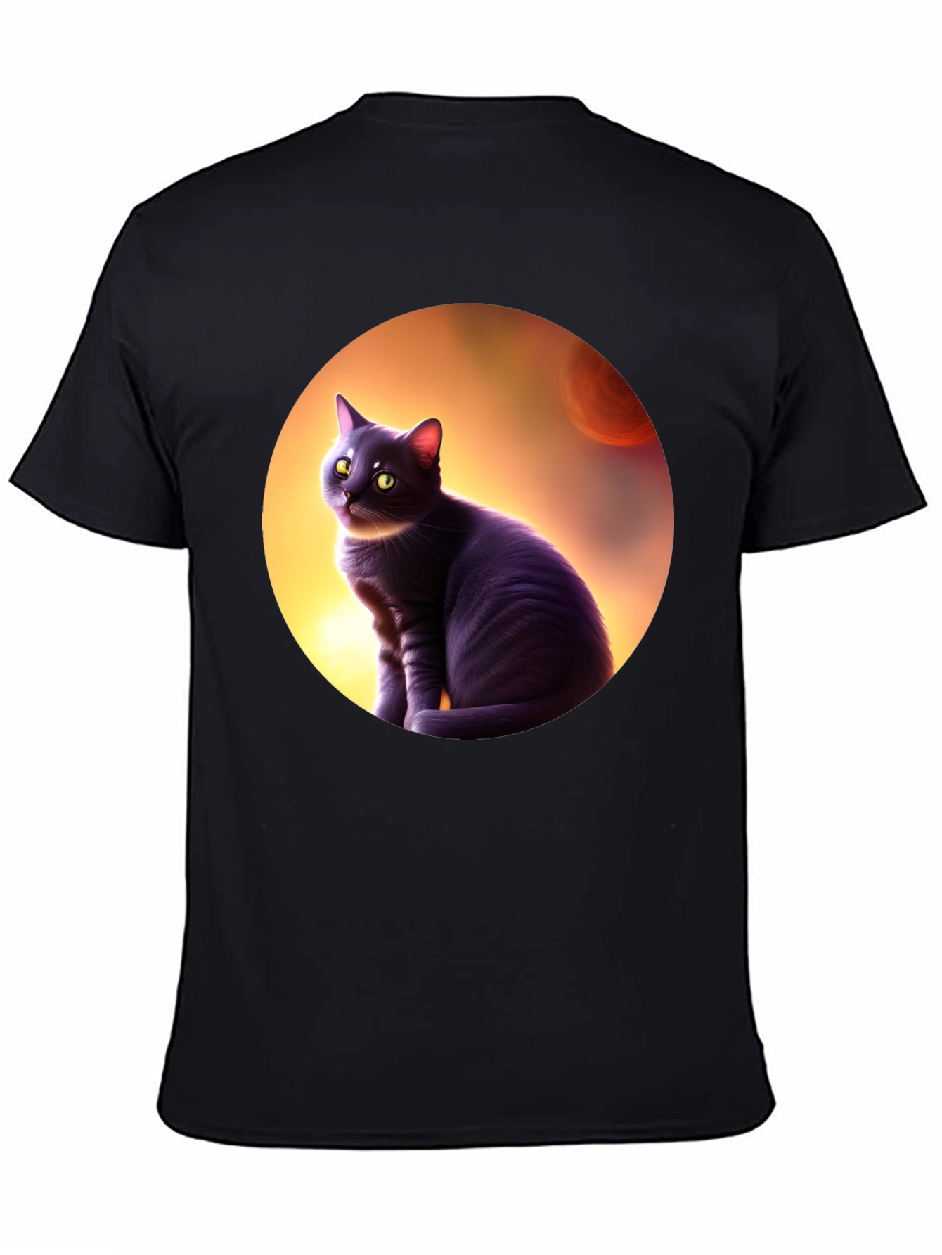 Black Cat in Space T-Shirt - Mens Graphic Tee