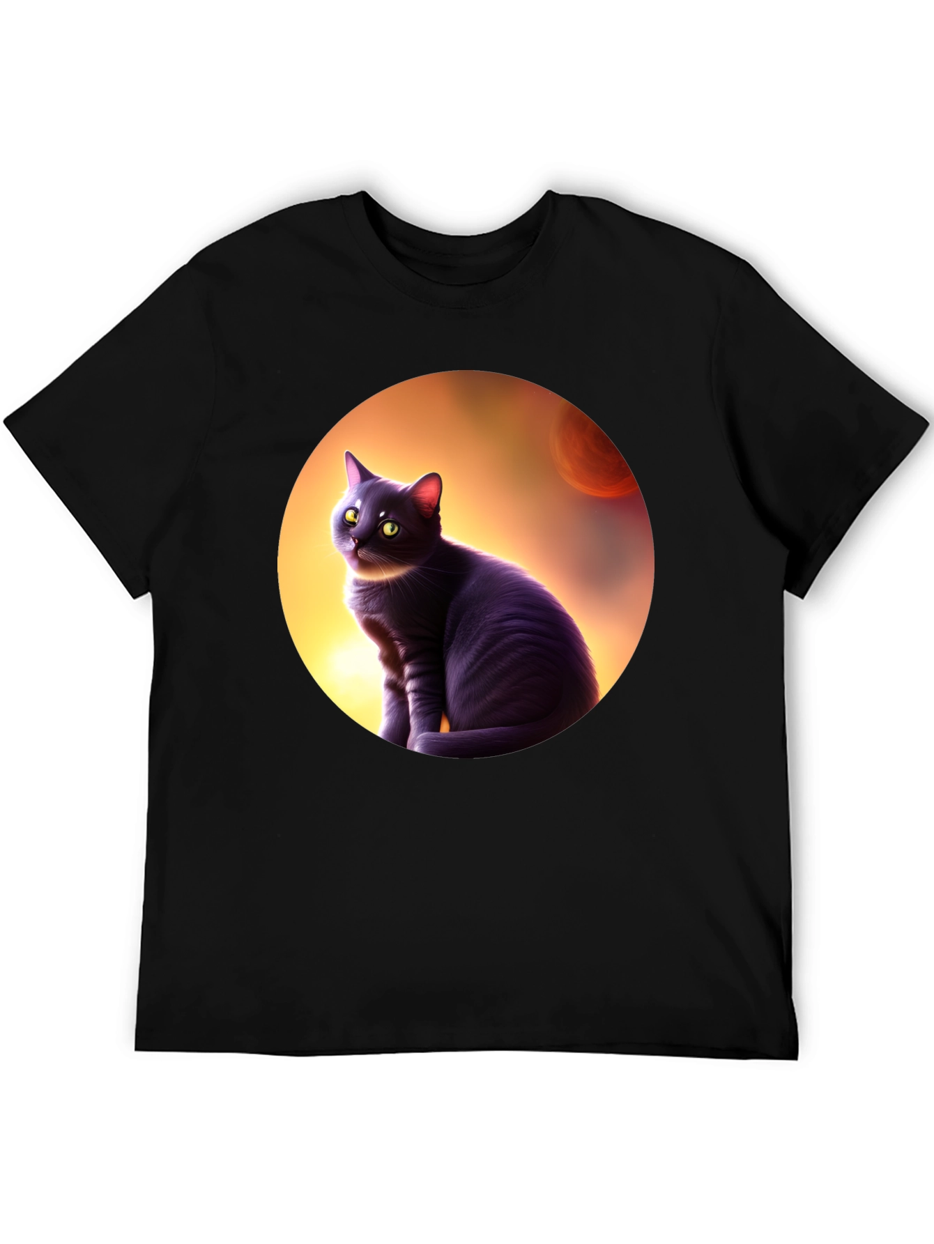 Black Cat in Space T-Shirt - Mens Graphic Tee