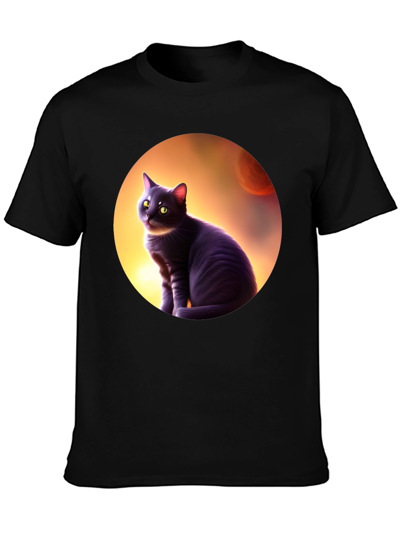 Black Cat in Space T-Shirt - Mens Graphic Tee
