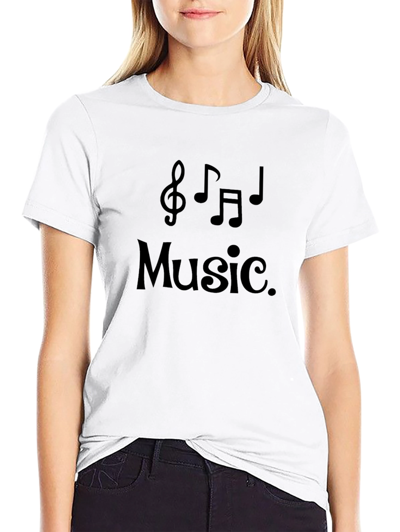 Music Note Graphic Black T-Shirt