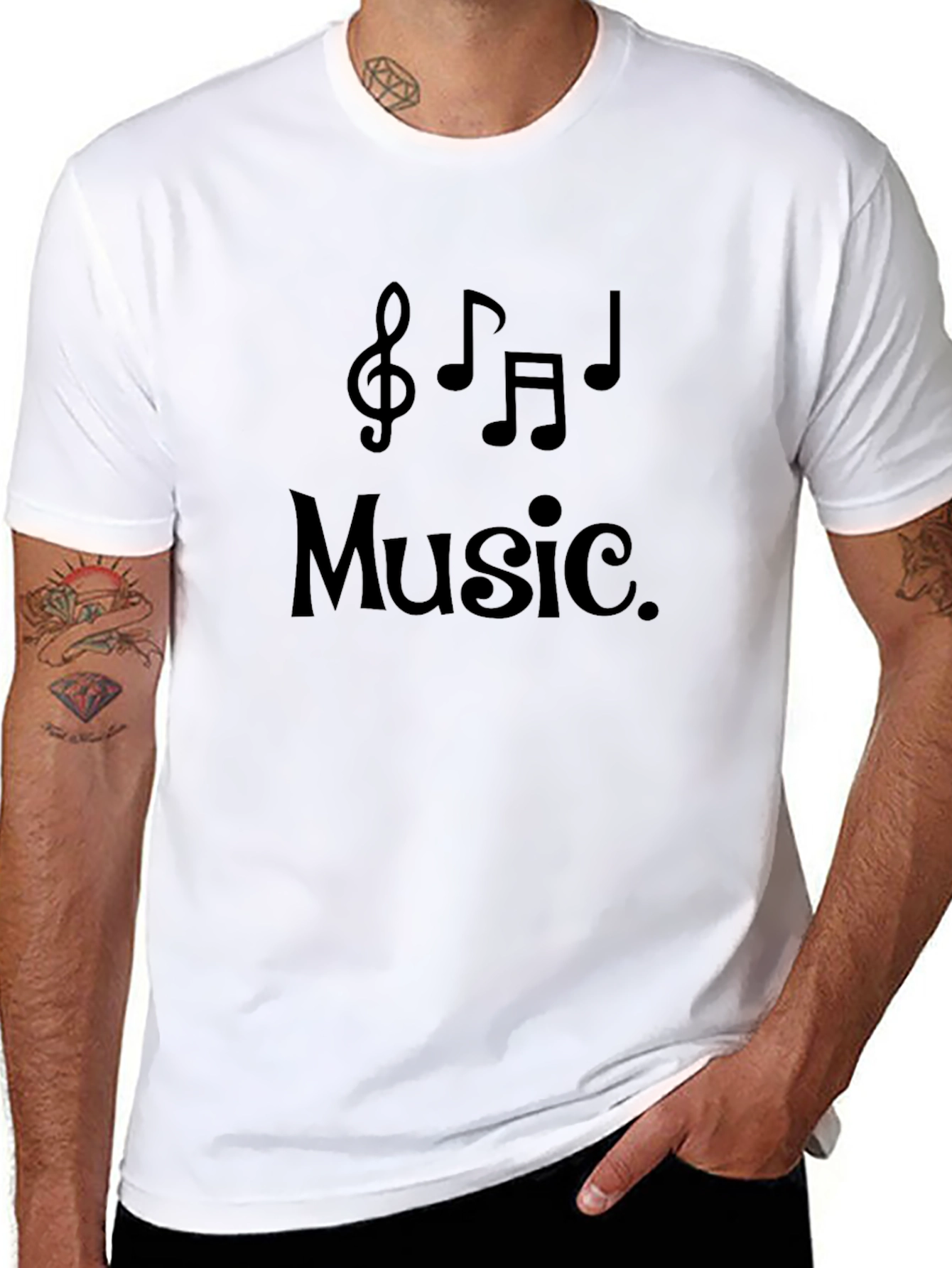 Music Note Graphic Black T-Shirt