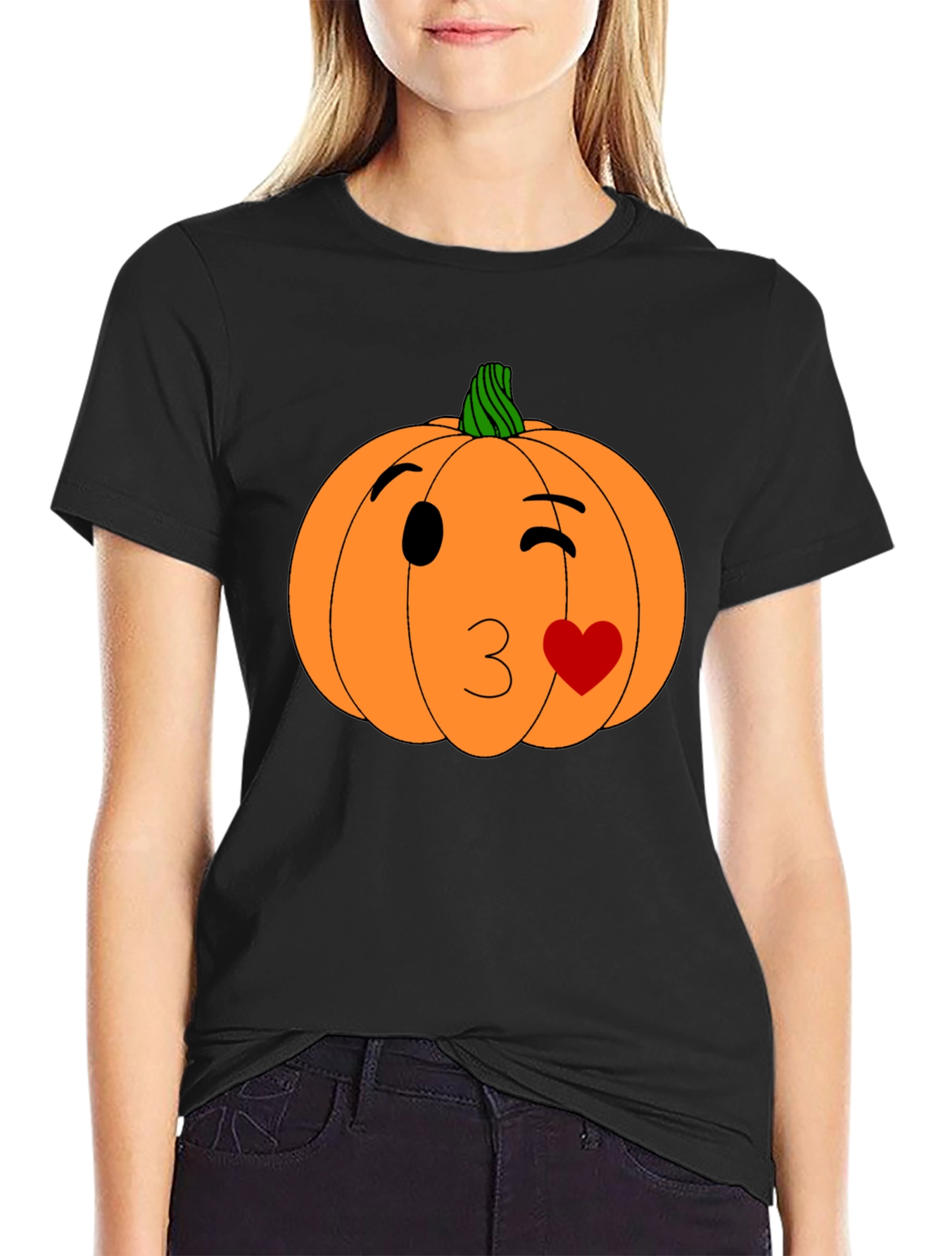 Winking Pumpkin Kiss Halloween T-Shirt