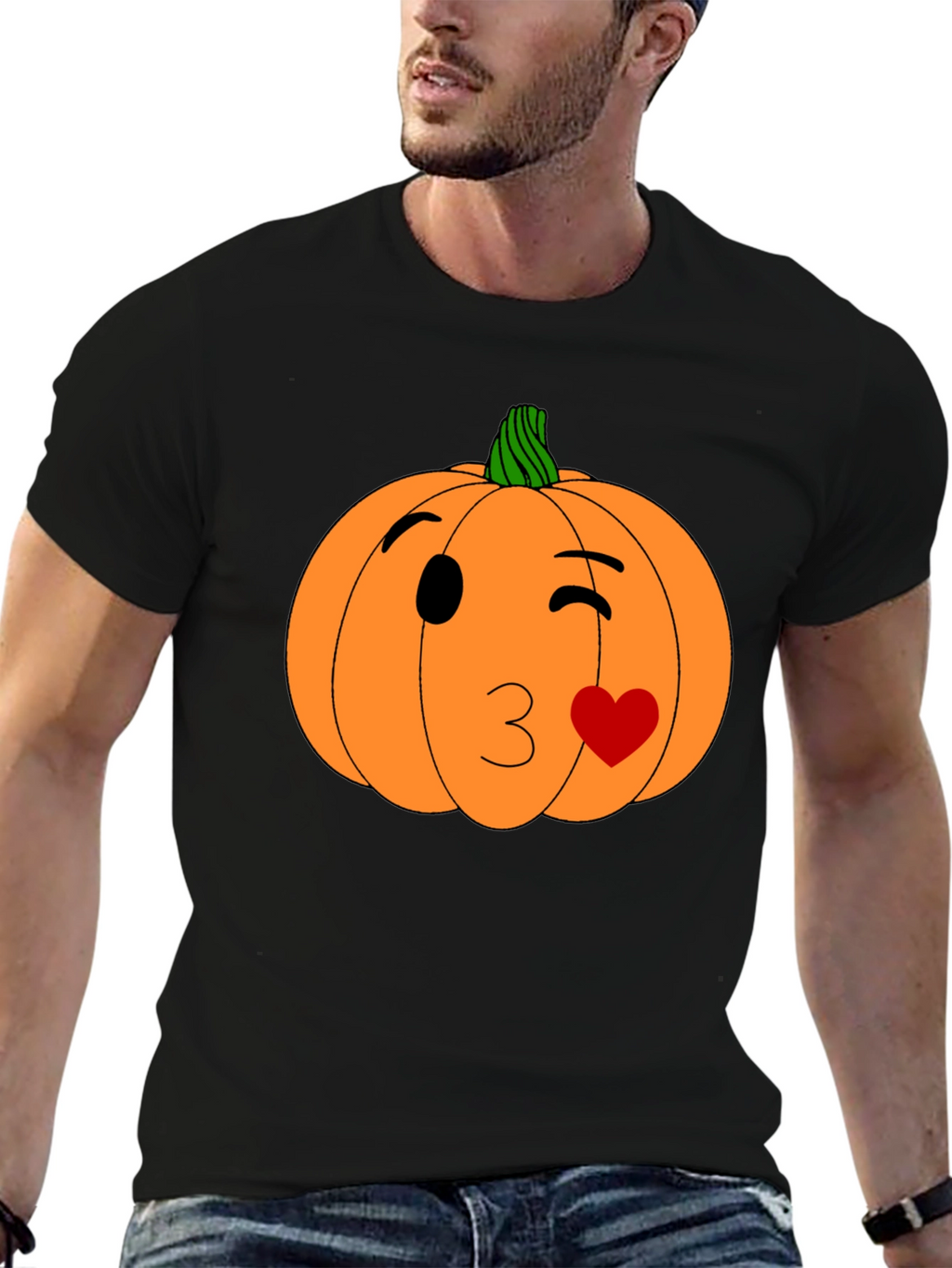 Winking Pumpkin Kiss Halloween T-Shirt