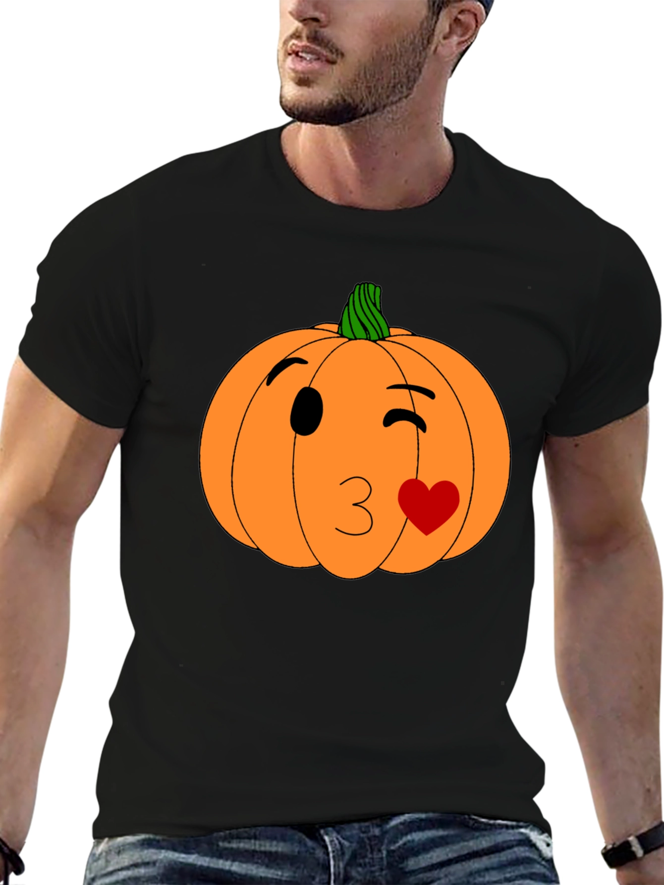 Winking Pumpkin Kiss Halloween T-Shirt