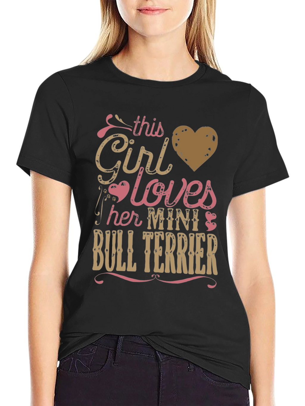 This Girl Loves Mini Bull Terrier T-Shirt - Black