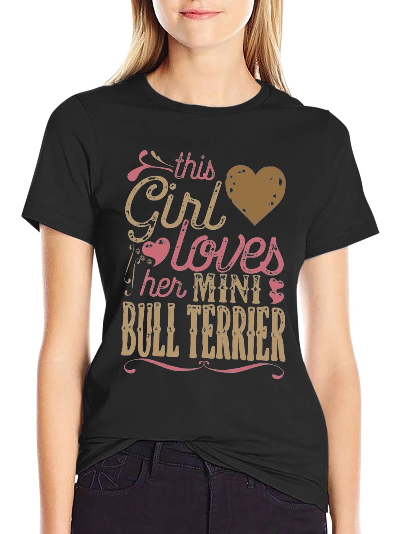 This Girl Loves Mini Bull Terrier T-Shirt - Black