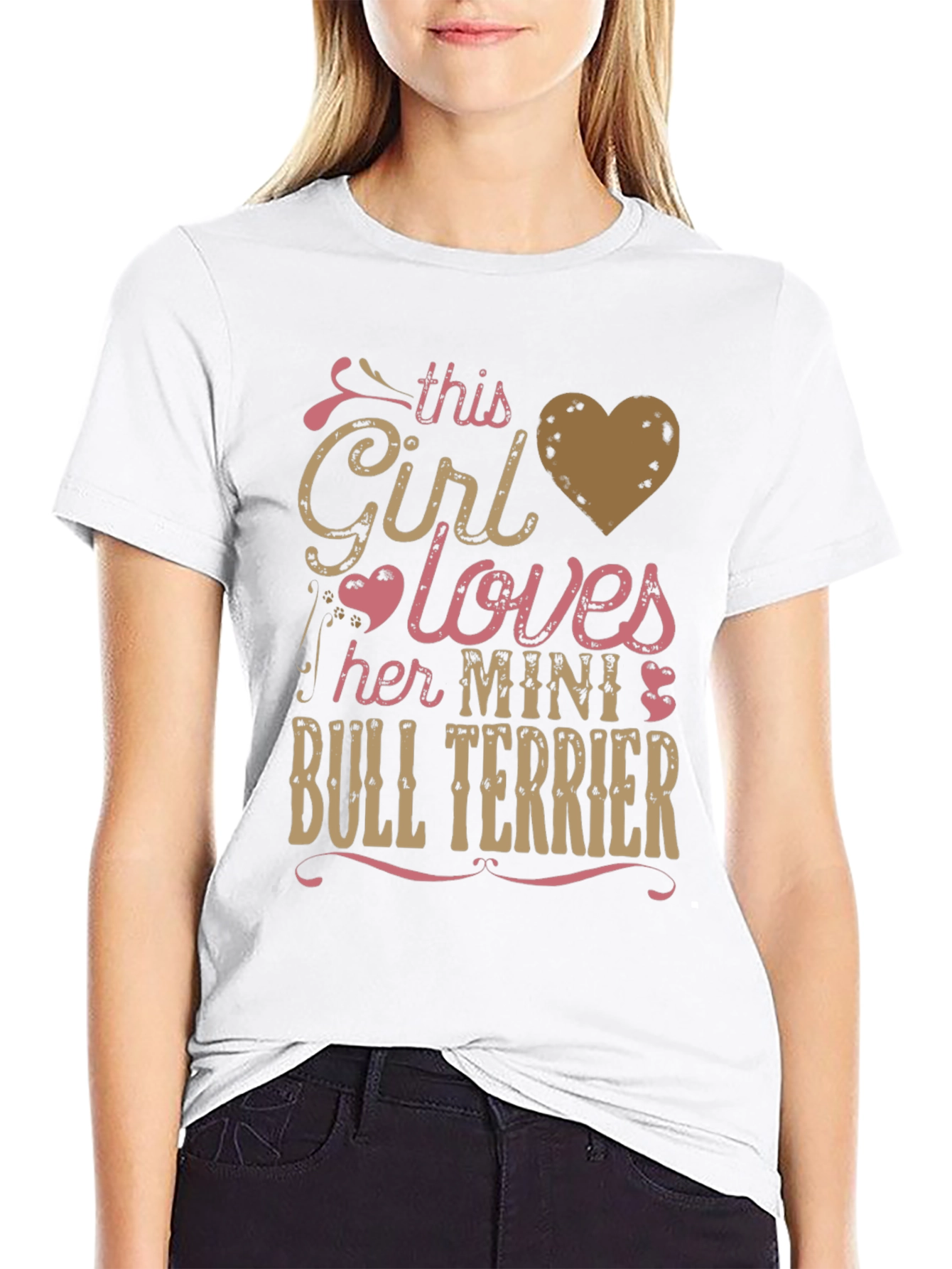 This Girl Loves Mini Bull Terrier T-Shirt - Black