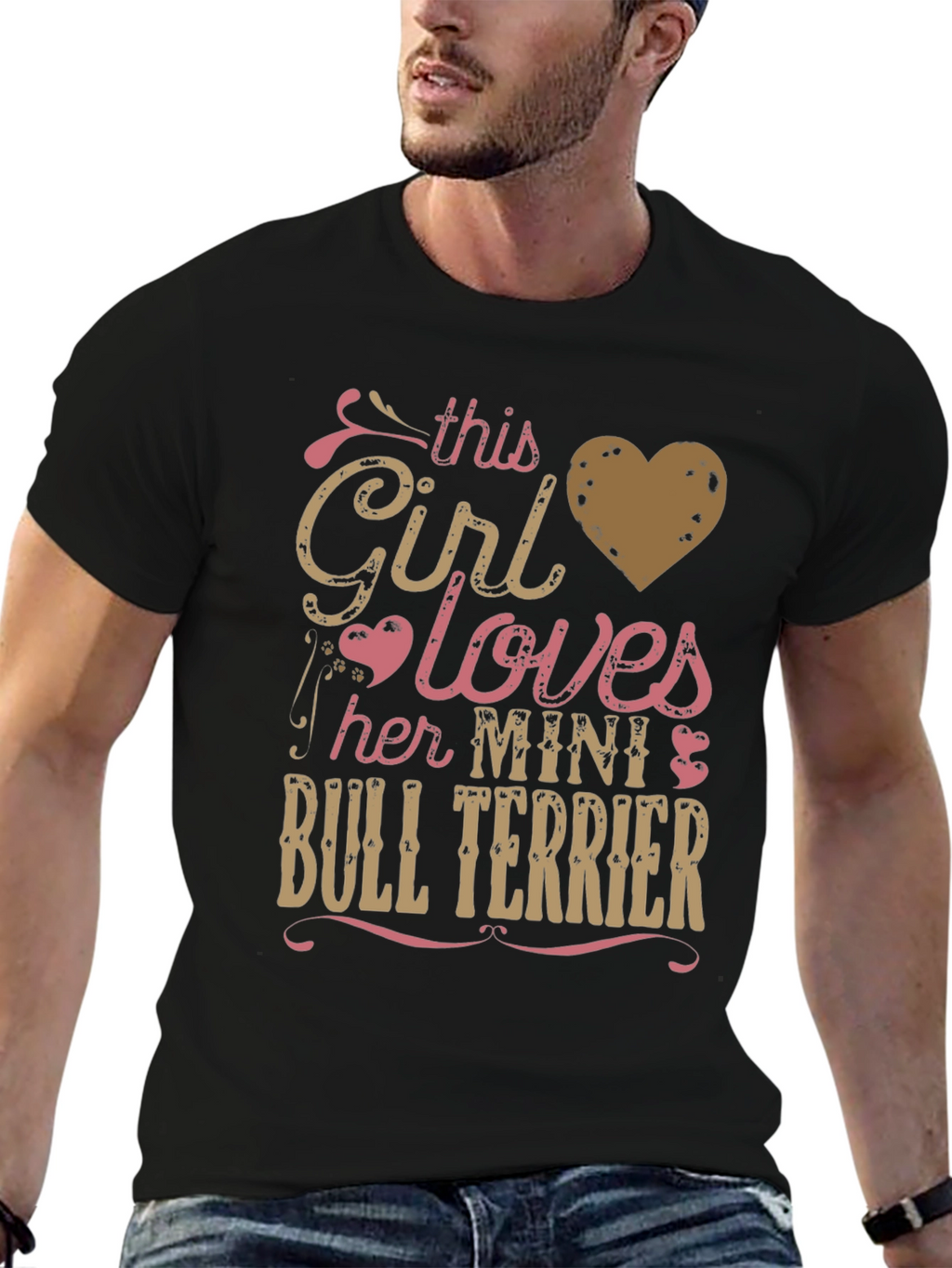 This Girl Loves Mini Bull Terrier T-Shirt - Black