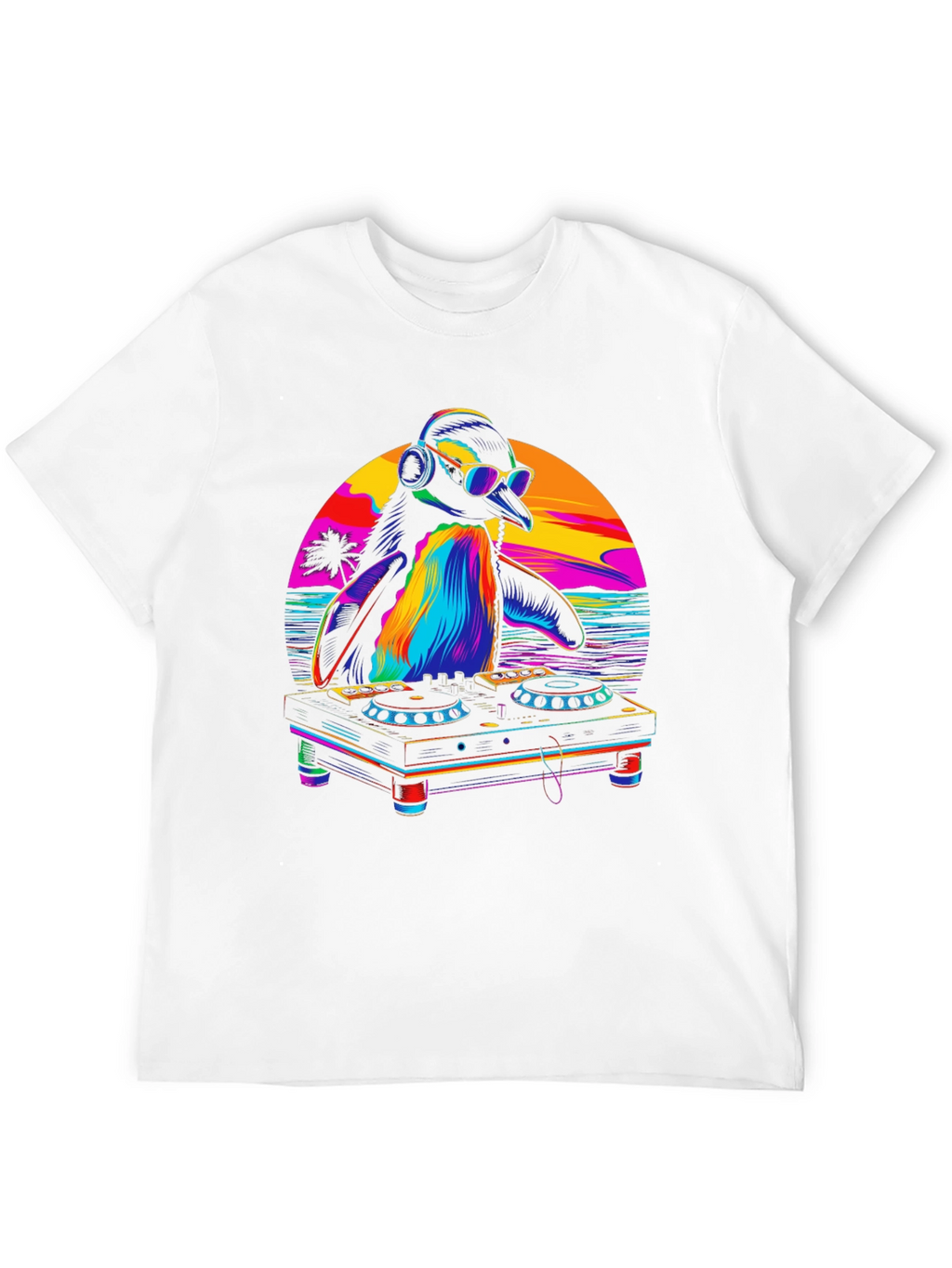DJ Penguin Graphic Tee - Tropical Vibes