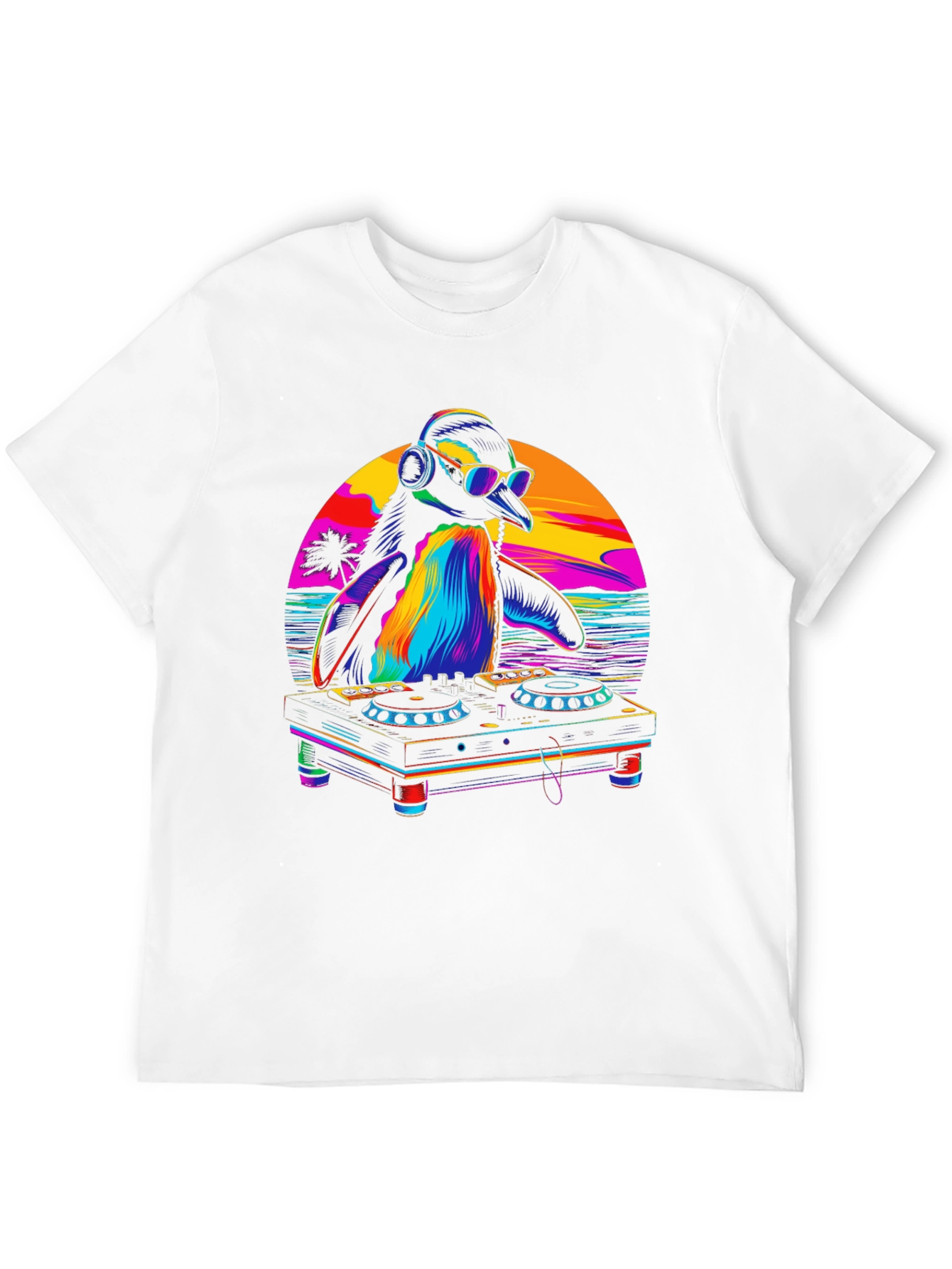DJ Penguin Graphic Tee - Tropical Vibes