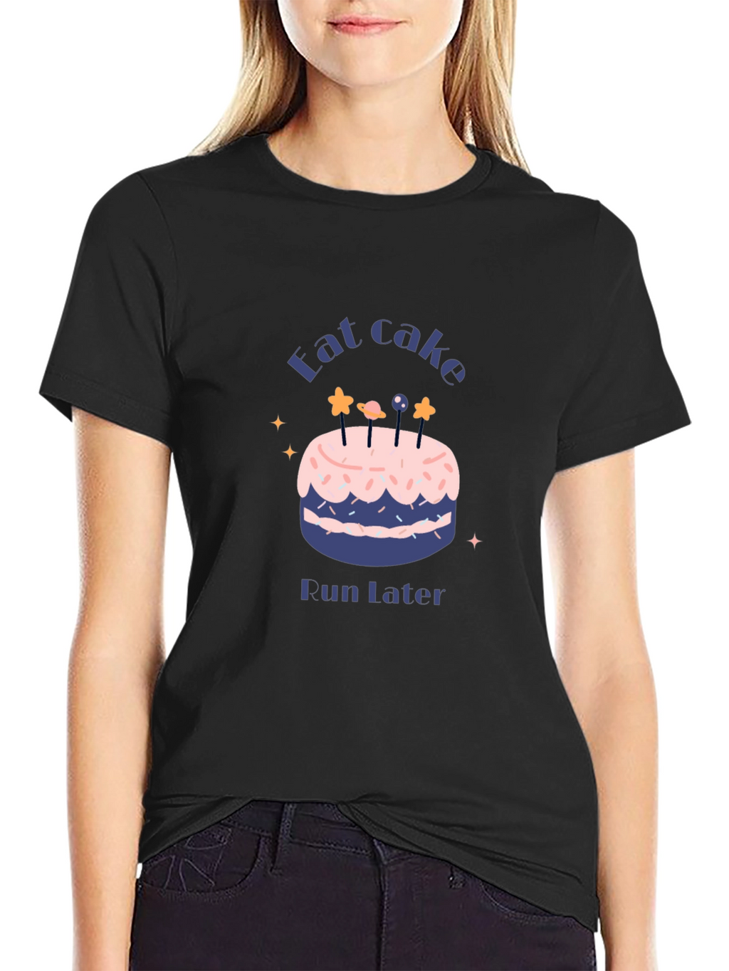 Eat Cake Run Later T-Shirt Funny Fitness Tee