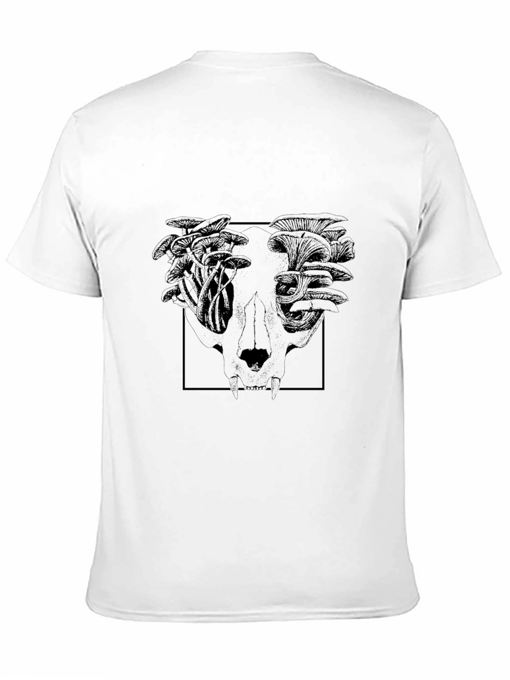 Mushroom Skull Graphic Tee - Black Cotton Blend