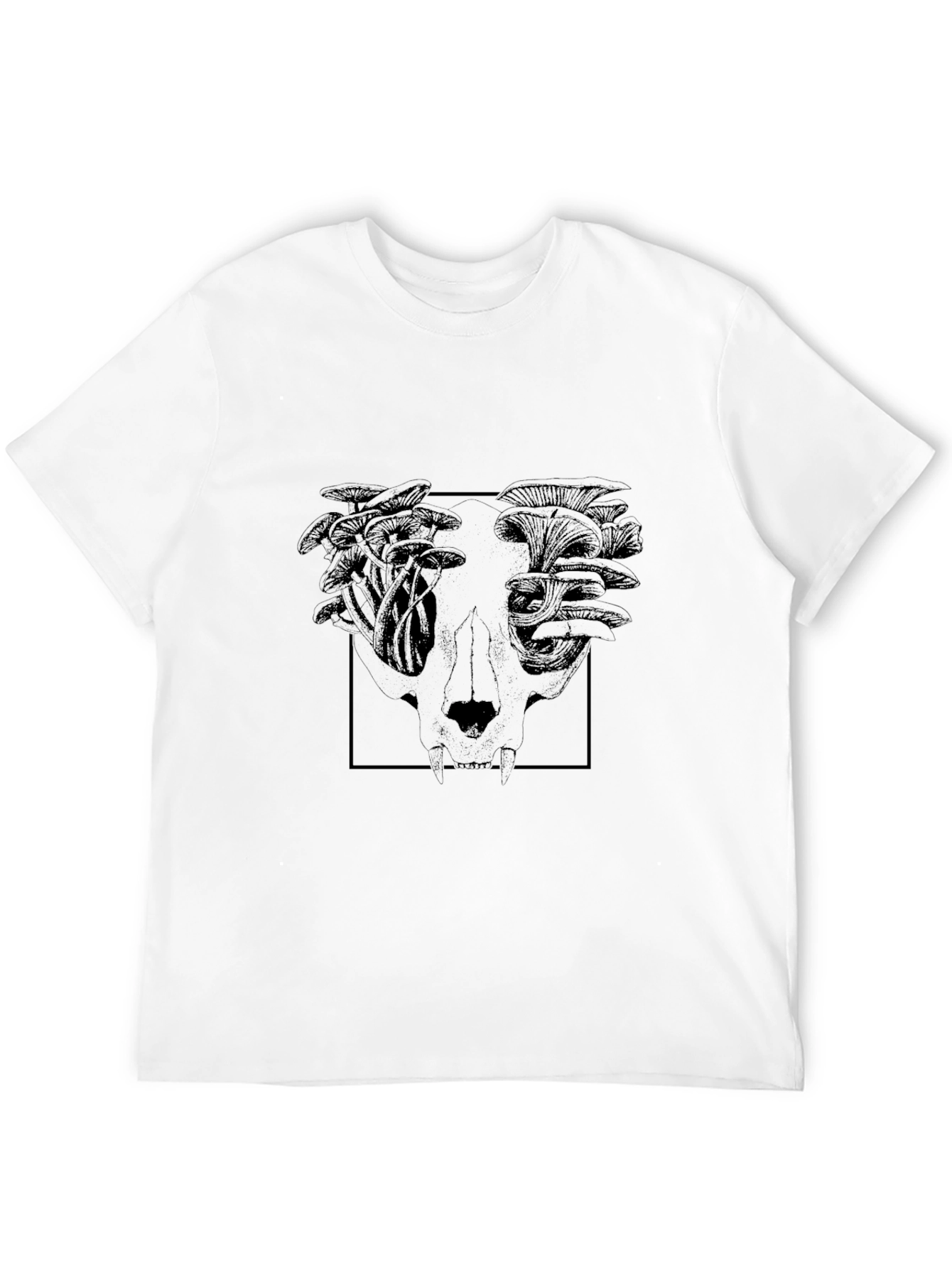 Mushroom Skull Graphic Tee - Black Cotton Blend
