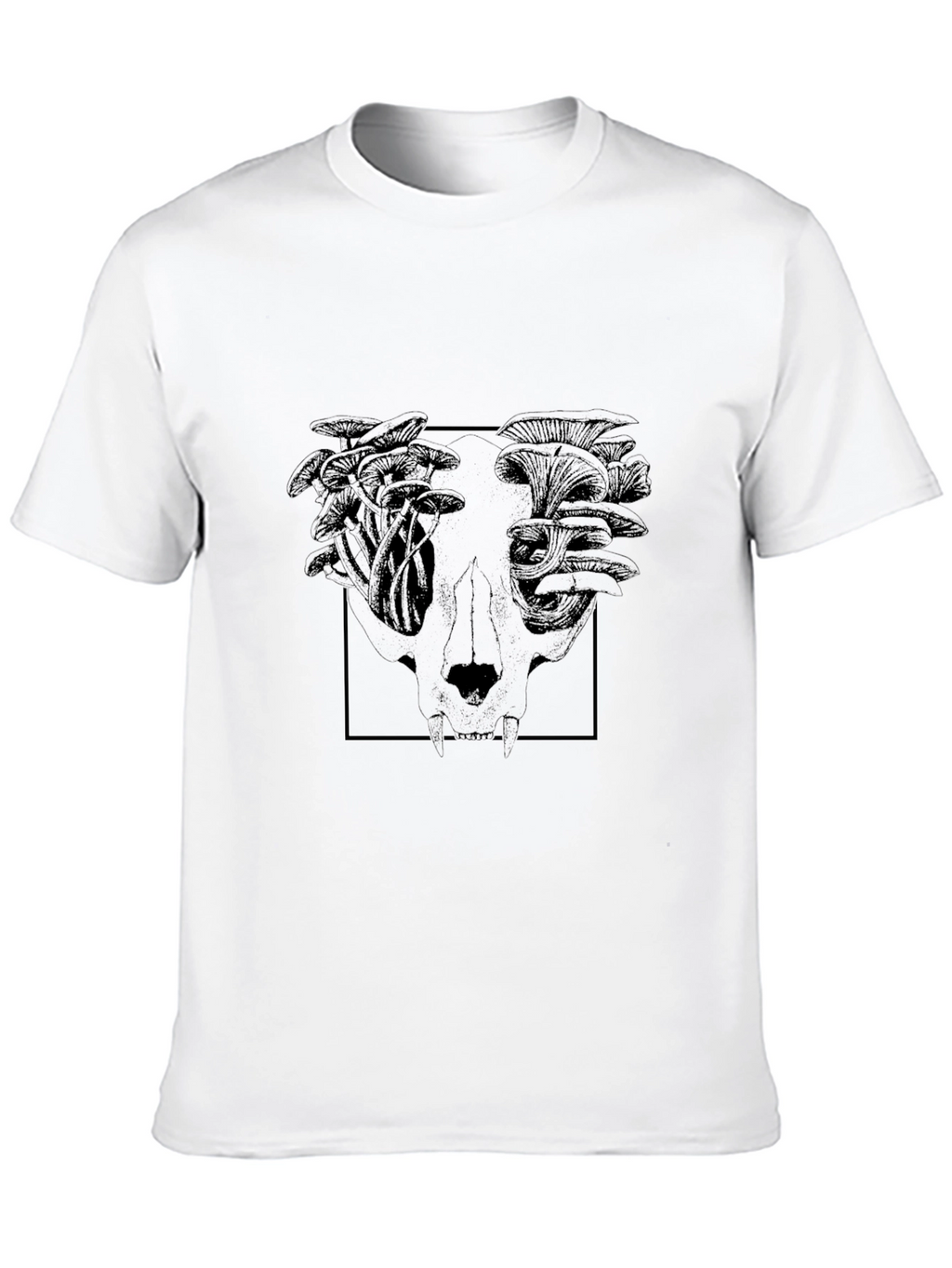 Mushroom Skull Graphic Tee - Black Cotton Blend