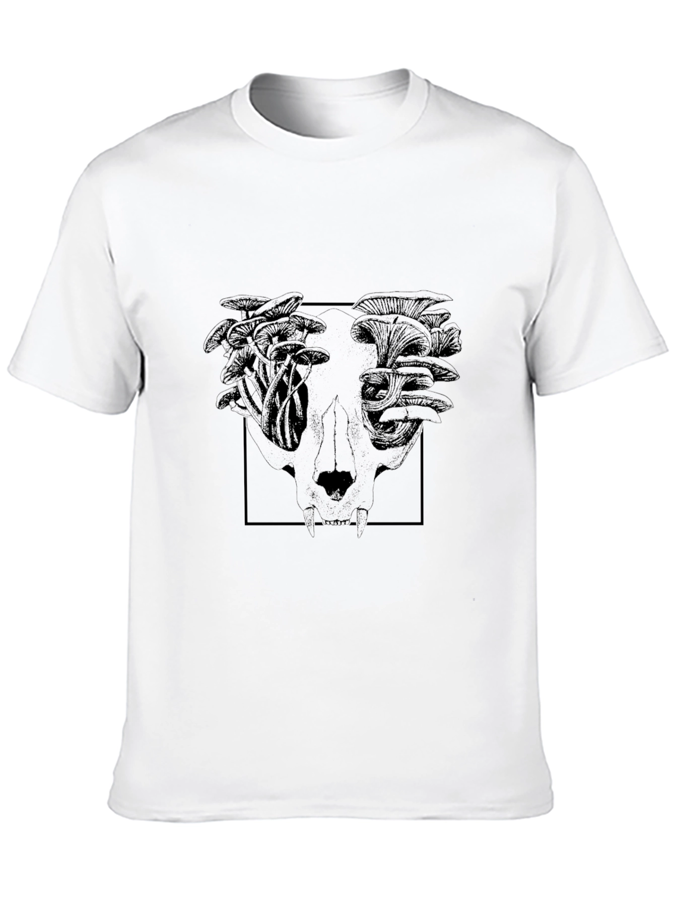 Mushroom Skull Graphic Tee - Black Cotton Blend