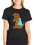 Dog I Heart Mom Tattoo Black T-Shirt