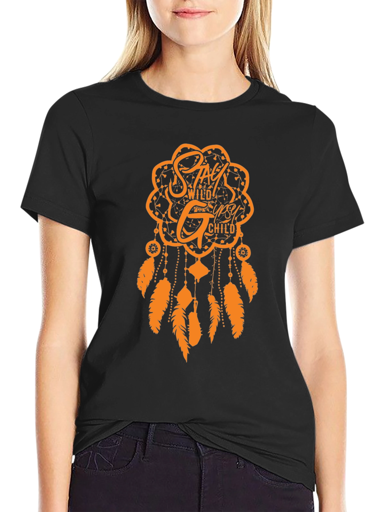 Stay Wild Gypsy Child Black Tee