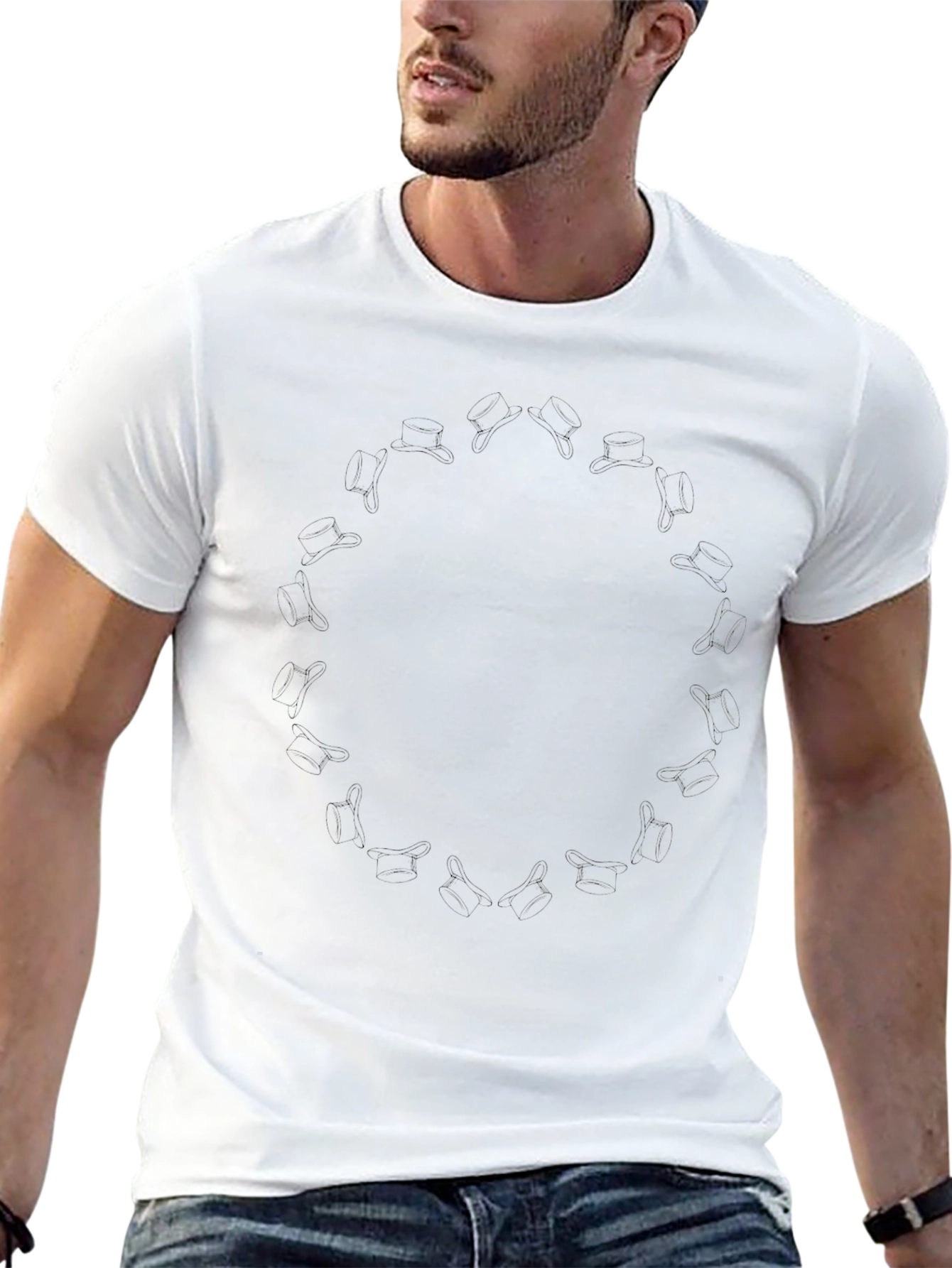Mens Graphic Print Black Crew Neck T-Shirt