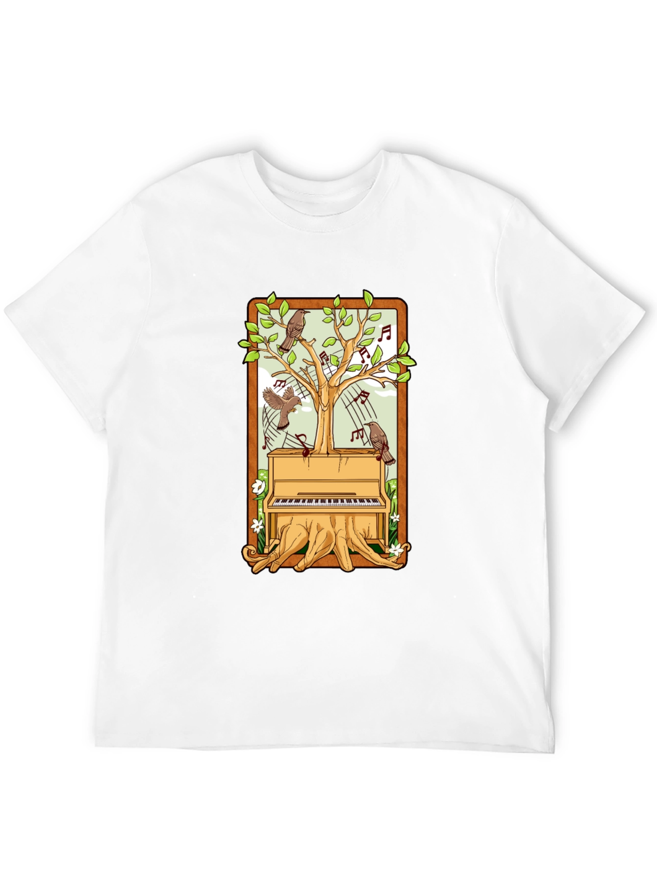 Piano Tree Black T-Shirt: Musical Nature Design