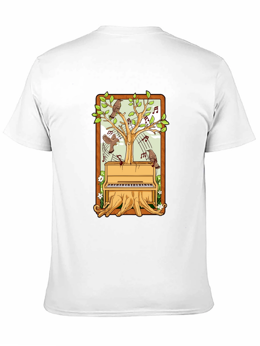 Piano Tree Black T-Shirt: Musical Nature Design