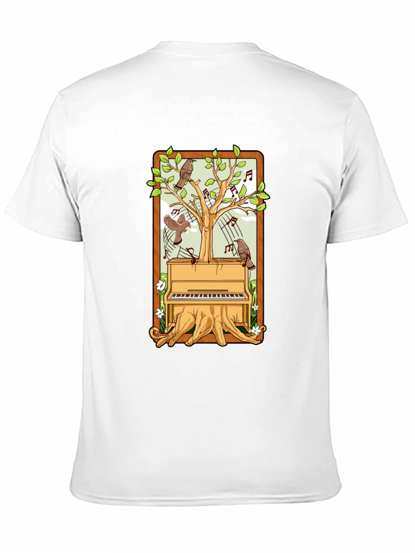 Piano Tree Black T-Shirt: Musical Nature Design