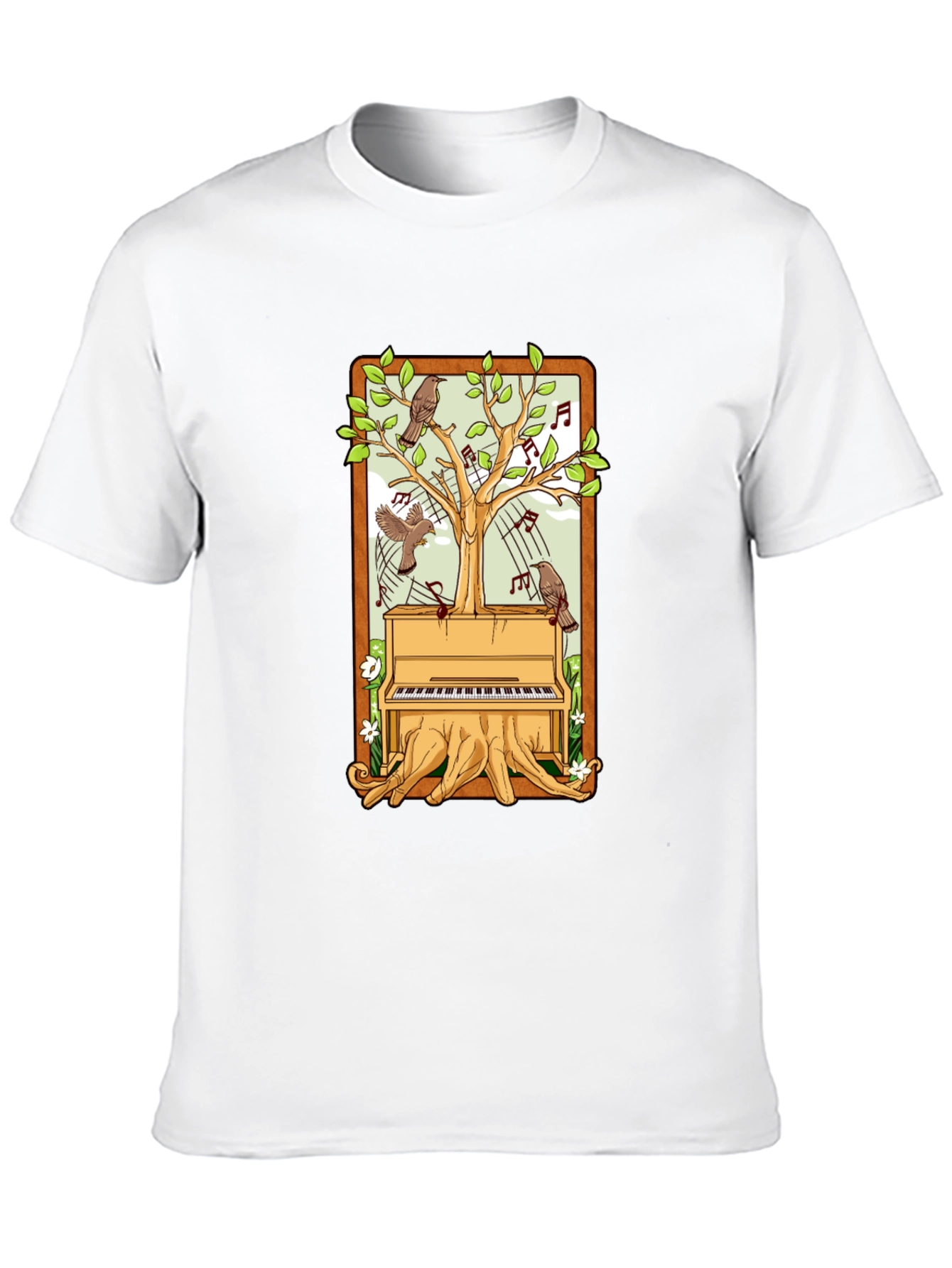 Piano Tree Black T-Shirt: Musical Nature Design