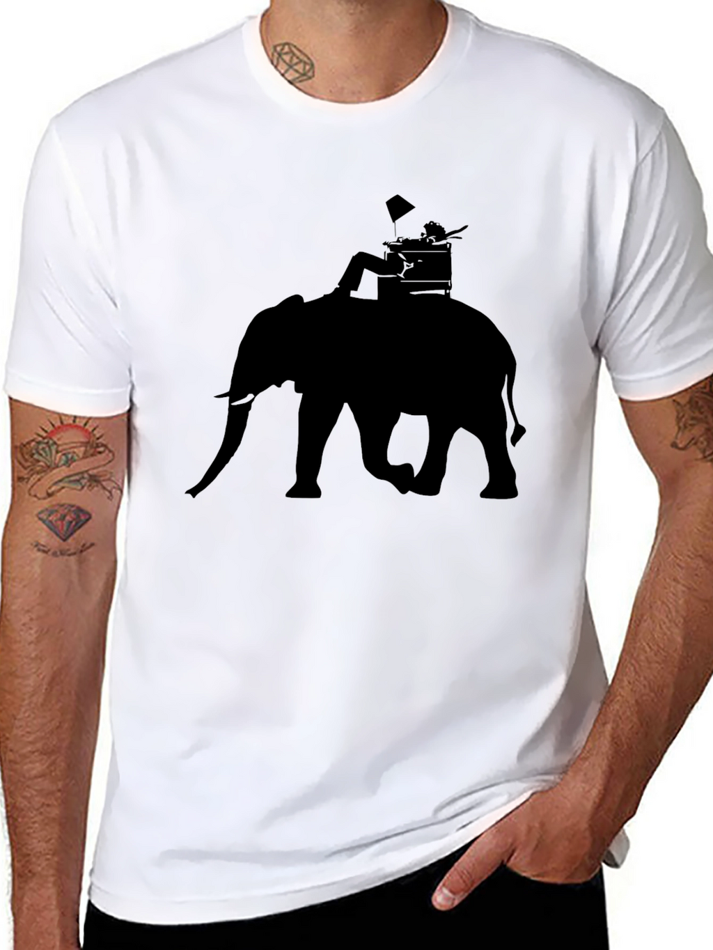 Elephant Rider Graphic Tee - Black