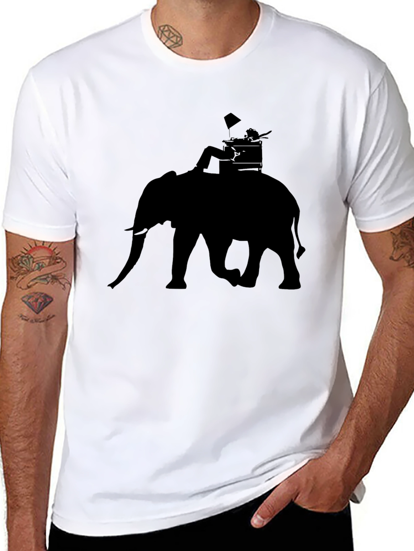 Elephant Rider Graphic Tee - Black