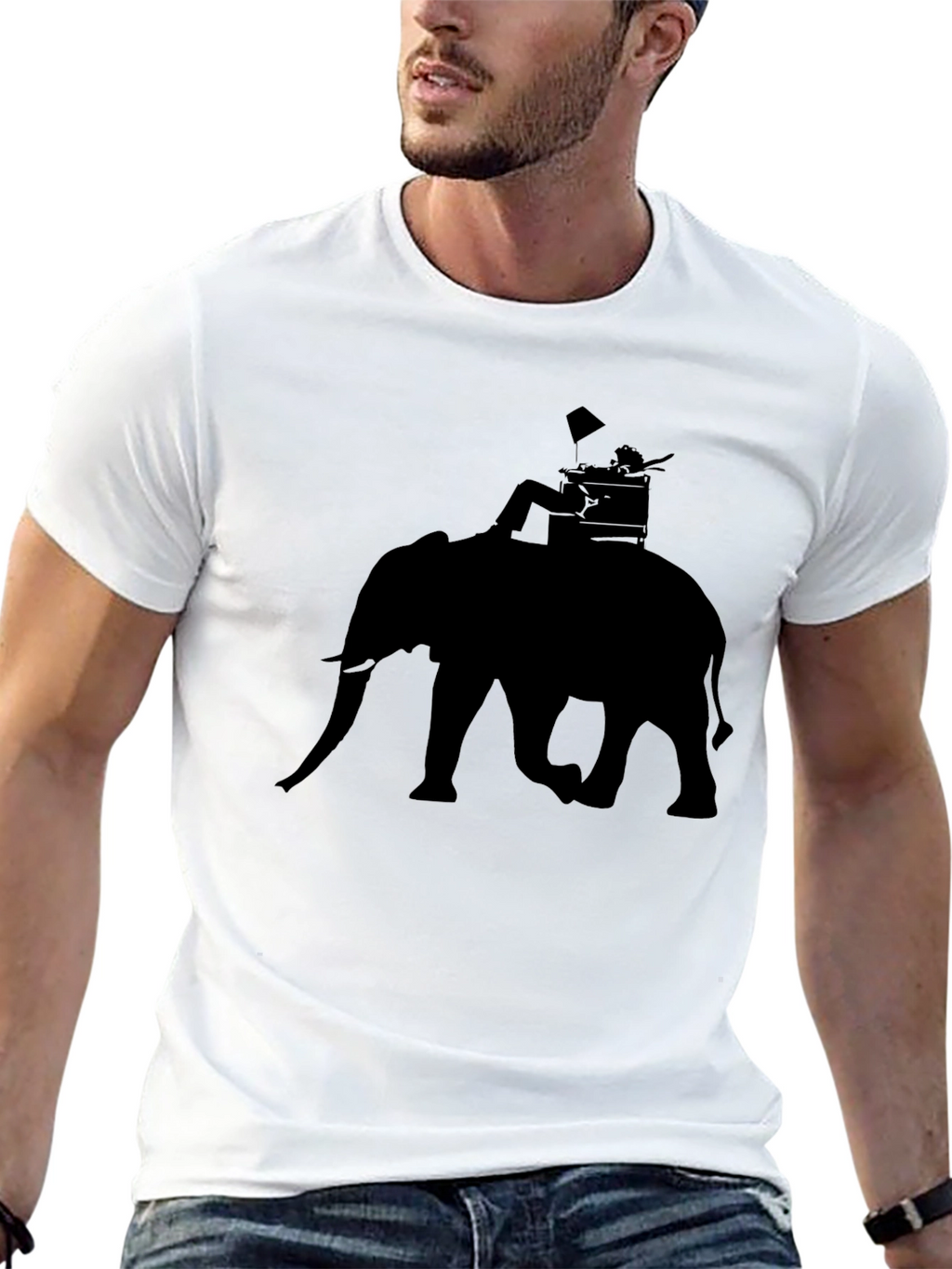 Elephant Rider Graphic Tee - Black