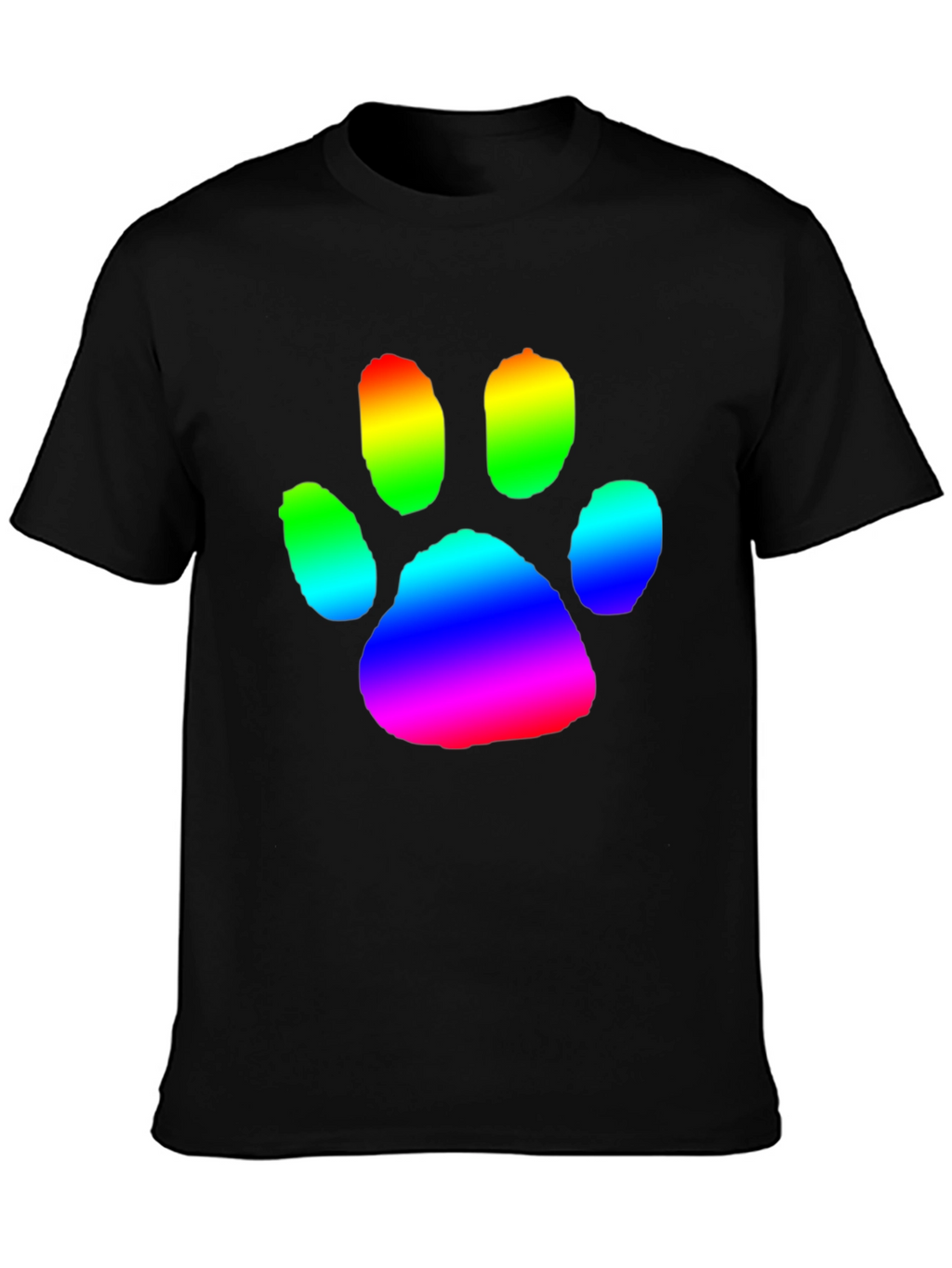 Rainbow Paw Print Graphic Tee - Casual Comfort