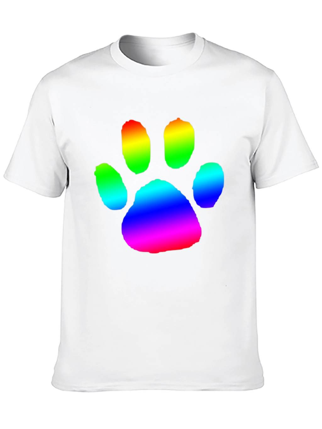 Rainbow Paw Print Graphic Tee - Casual Comfort
