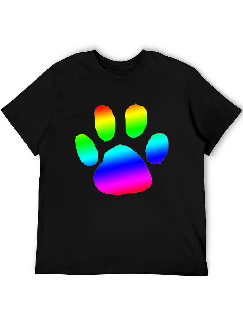 Rainbow Paw Print Graphic Tee - Casual Comfort