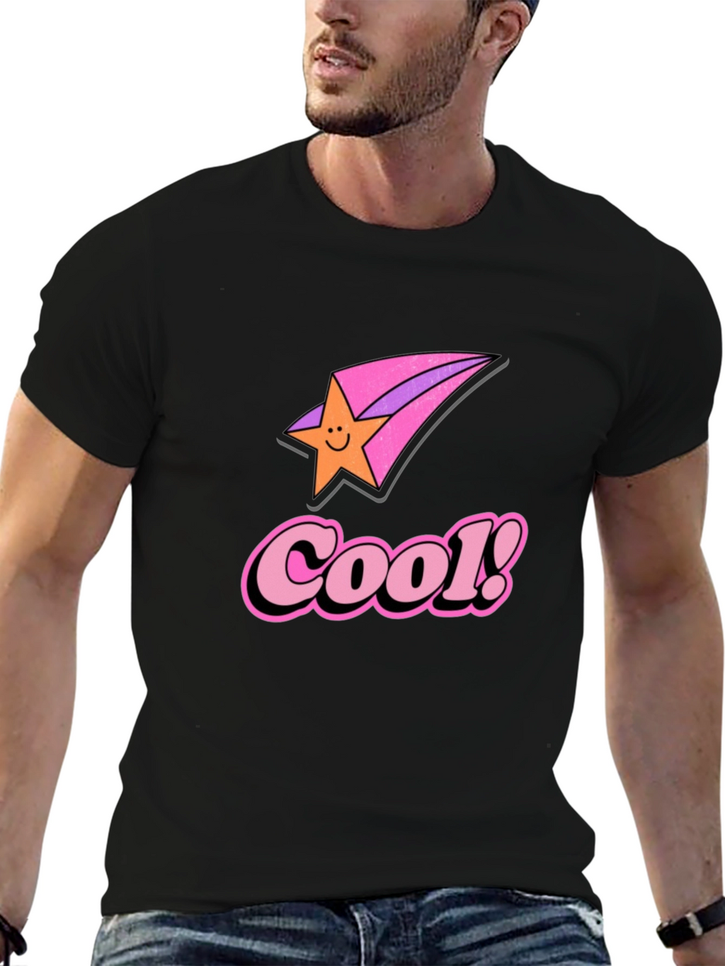 Cool Star Retro Black Graphic Tee