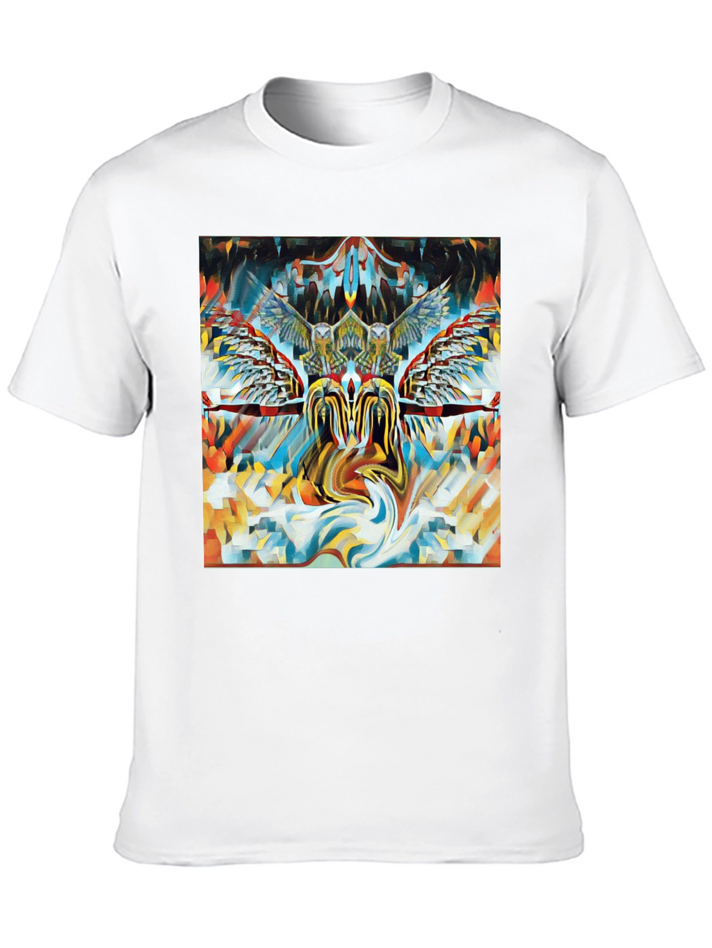Artistic Owl Graphic Print Black T-Shirt